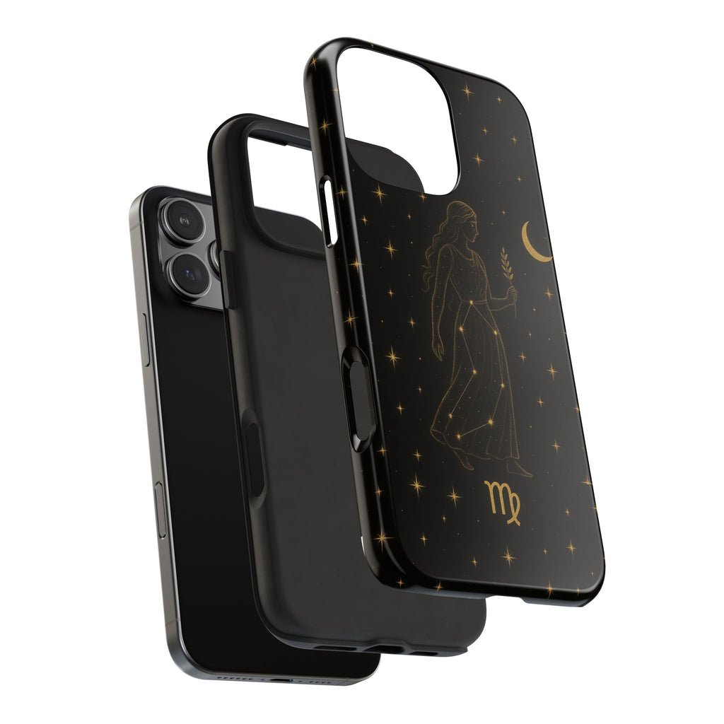 Virgo Tough Phone Case — Gold Constellation Zodiac Design