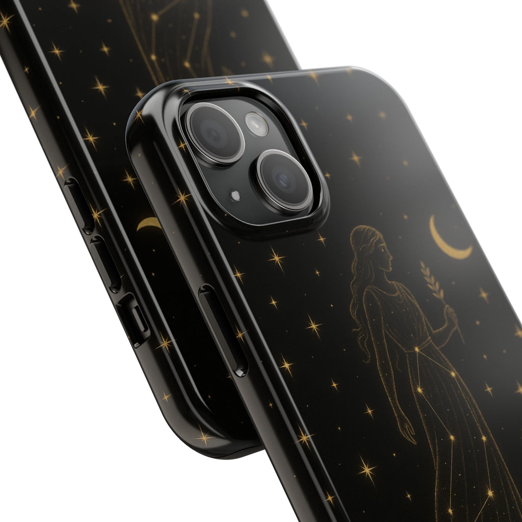Virgo Tough Phone Case — Gold Constellation Zodiac Design