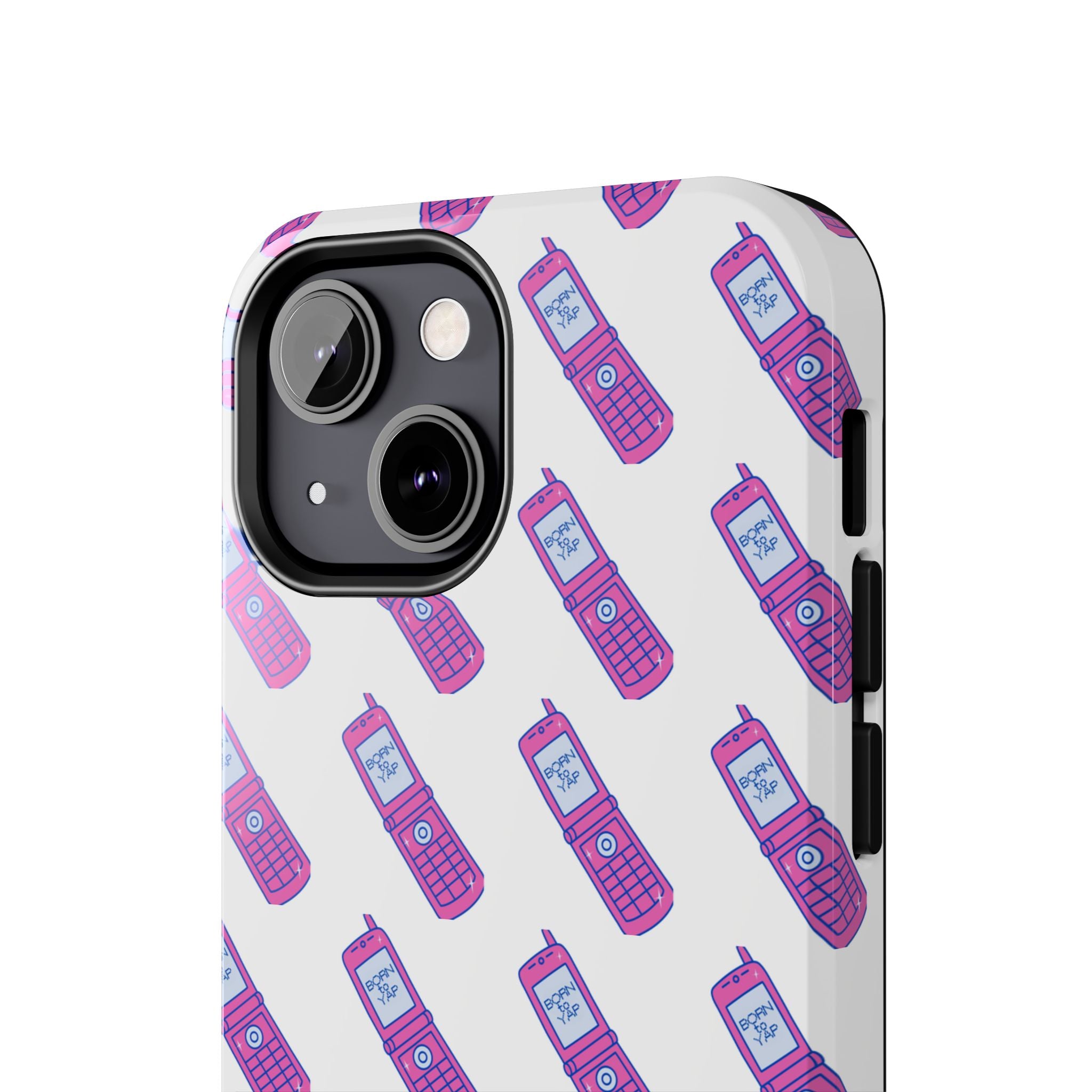Retro Purple Born to Yap Flip Phone Phone Case | 90s Pattern, Cute Tech Design