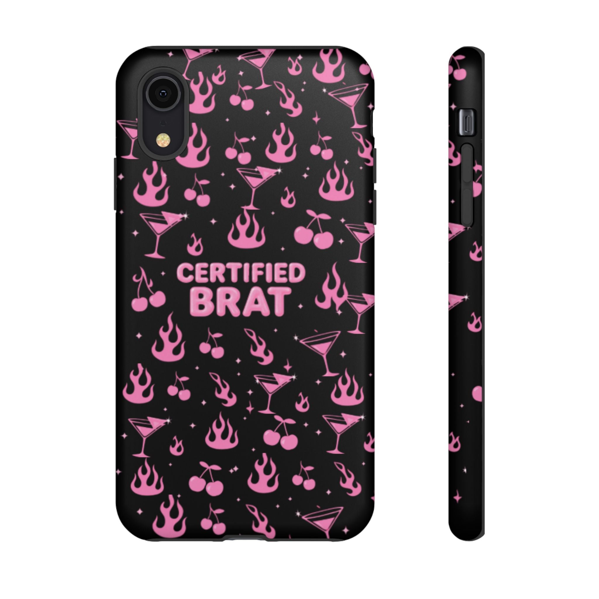 Black Certified Brat Pink Pattern Phone Case