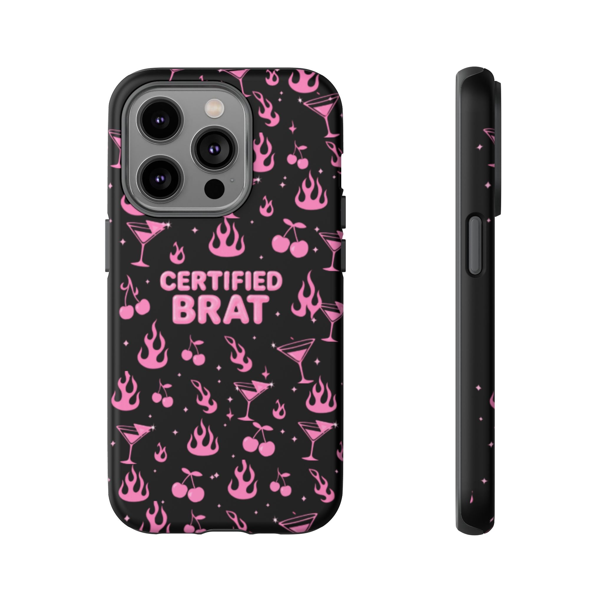 Black Certified Brat Pink Pattern Phone Case