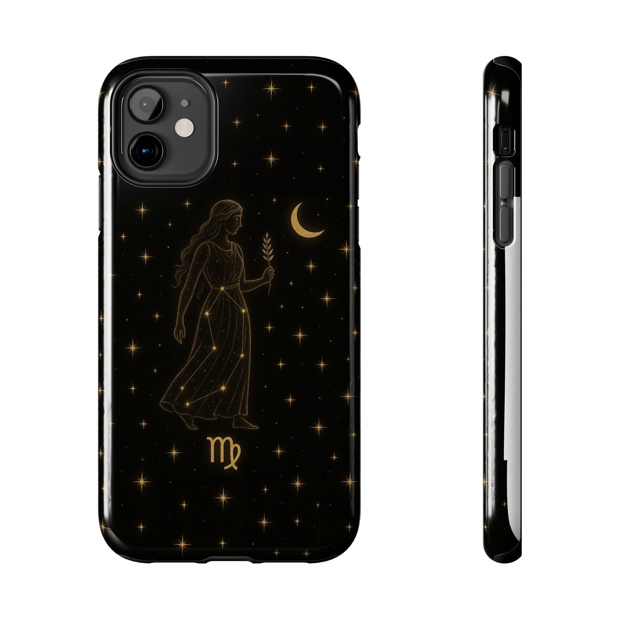 Virgo Tough Phone Case — Gold Constellation Zodiac Design