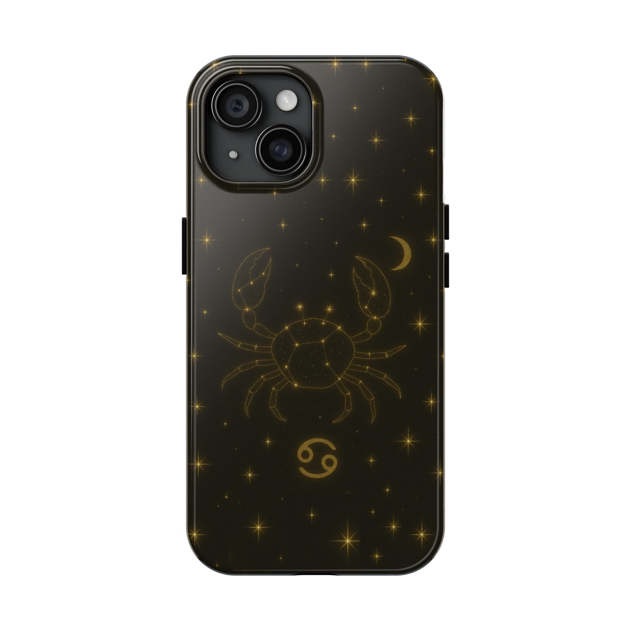 Cancer Zodiac Tough Phone Case — Gold Constellation Crab with Crescent Moon