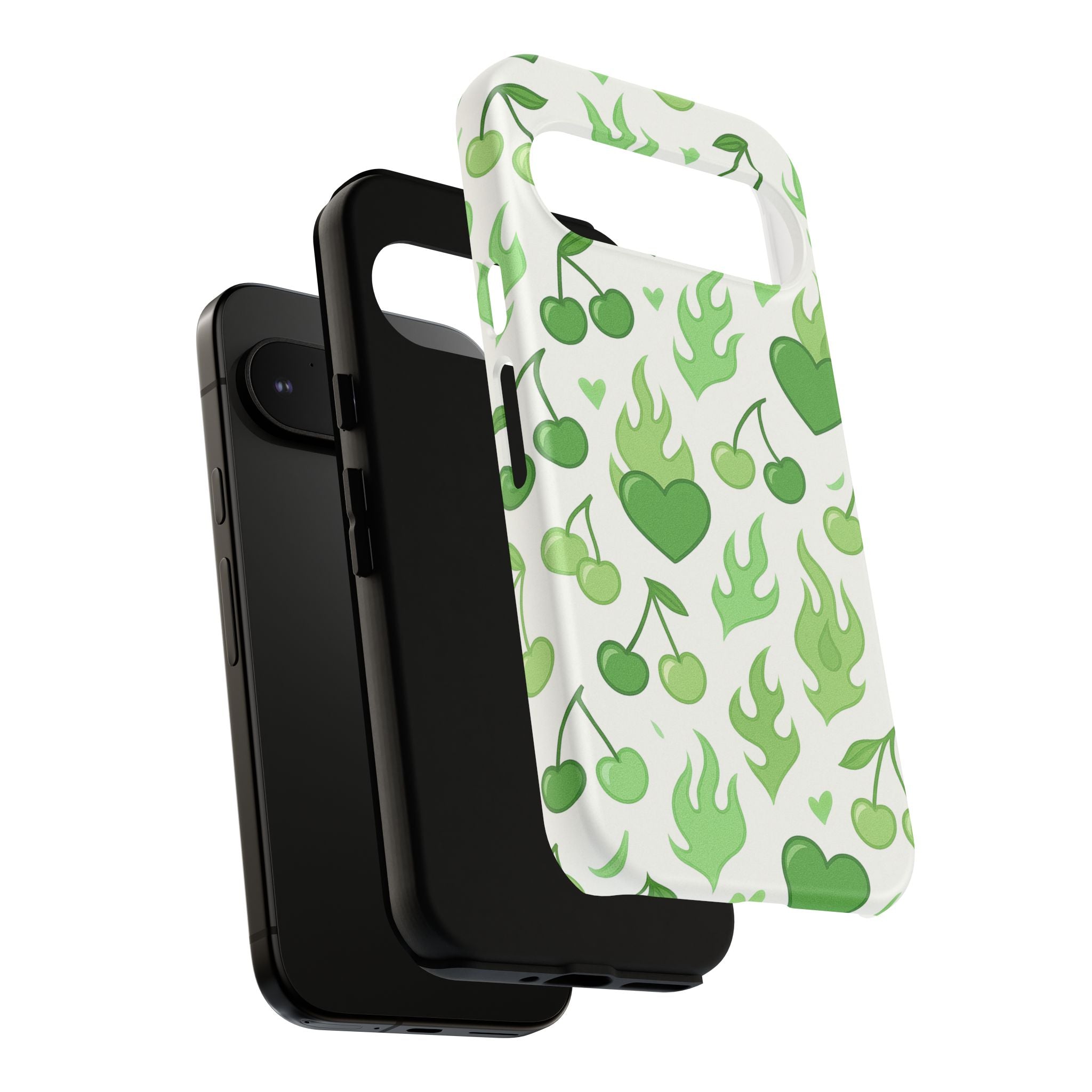 Green Flame Hearts Phone Case