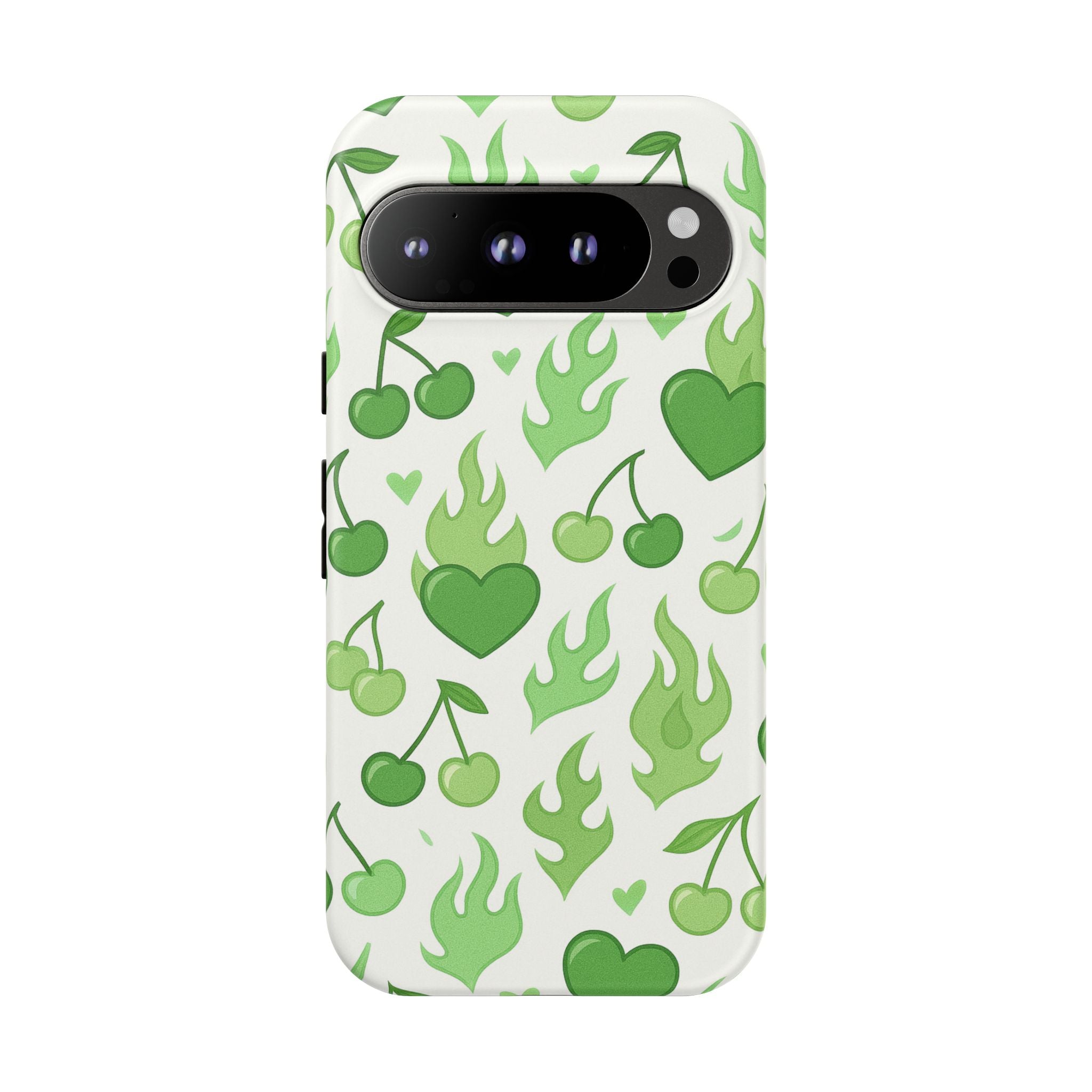 Green Flame Hearts Phone Case