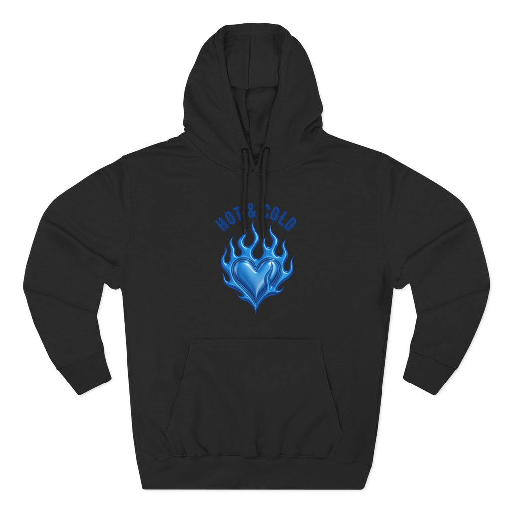 Hot & Cold Blue Flame Hoodie — Graphic Fleece Pullover