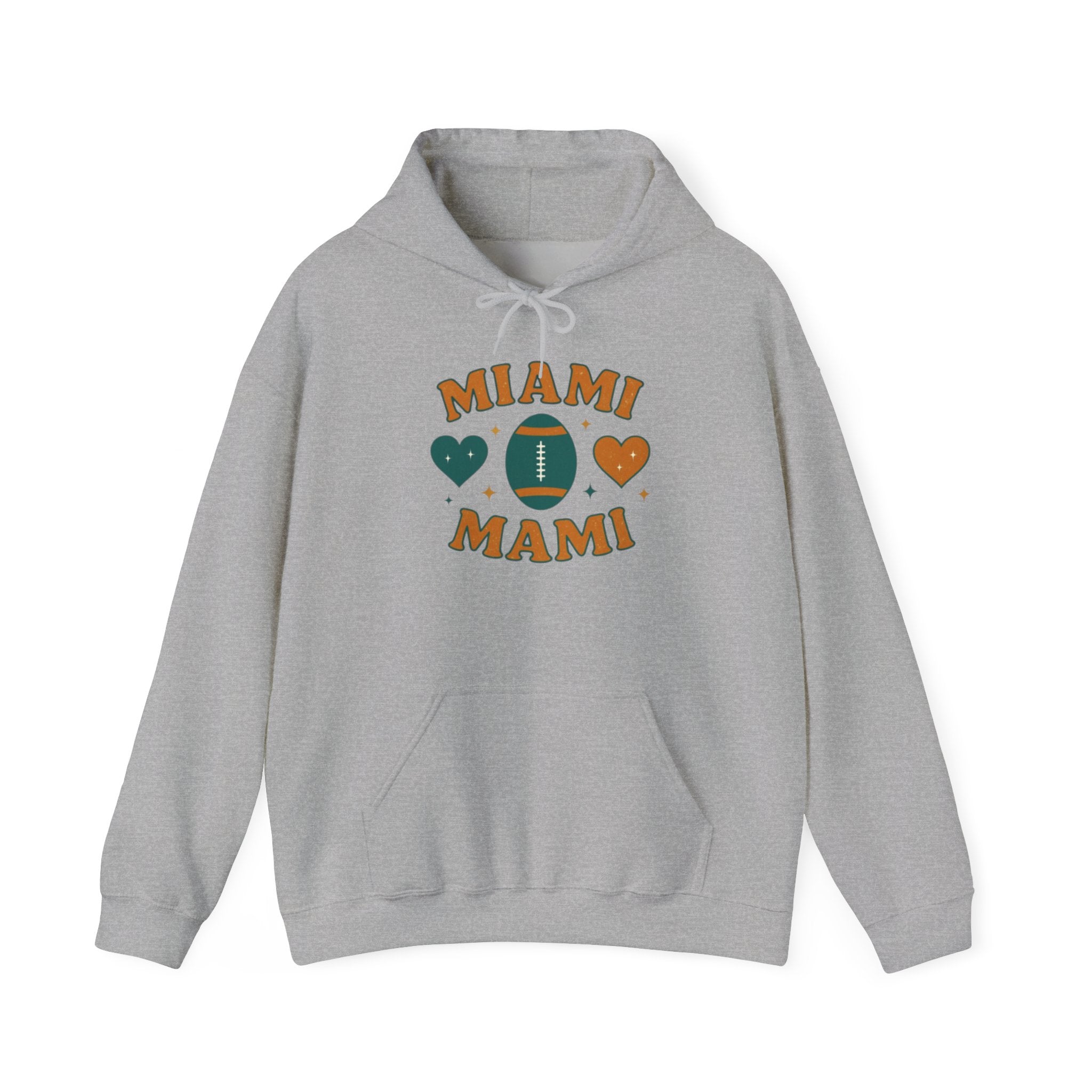 Miami Mami Football Hoodie — Retro Heart Game Day Sweatshirt