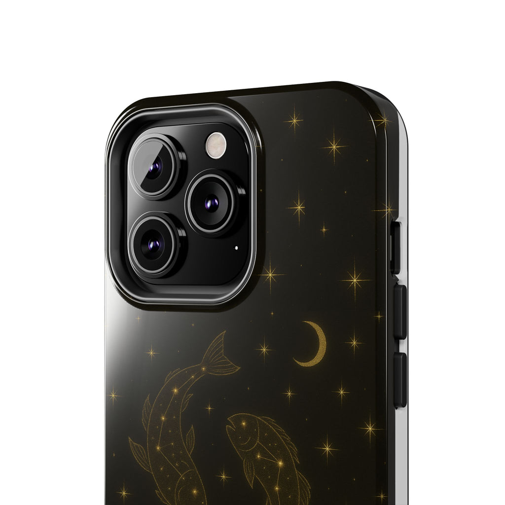 Pisces Zodiac Tough Phone Case — Gold Koi Constellation Design