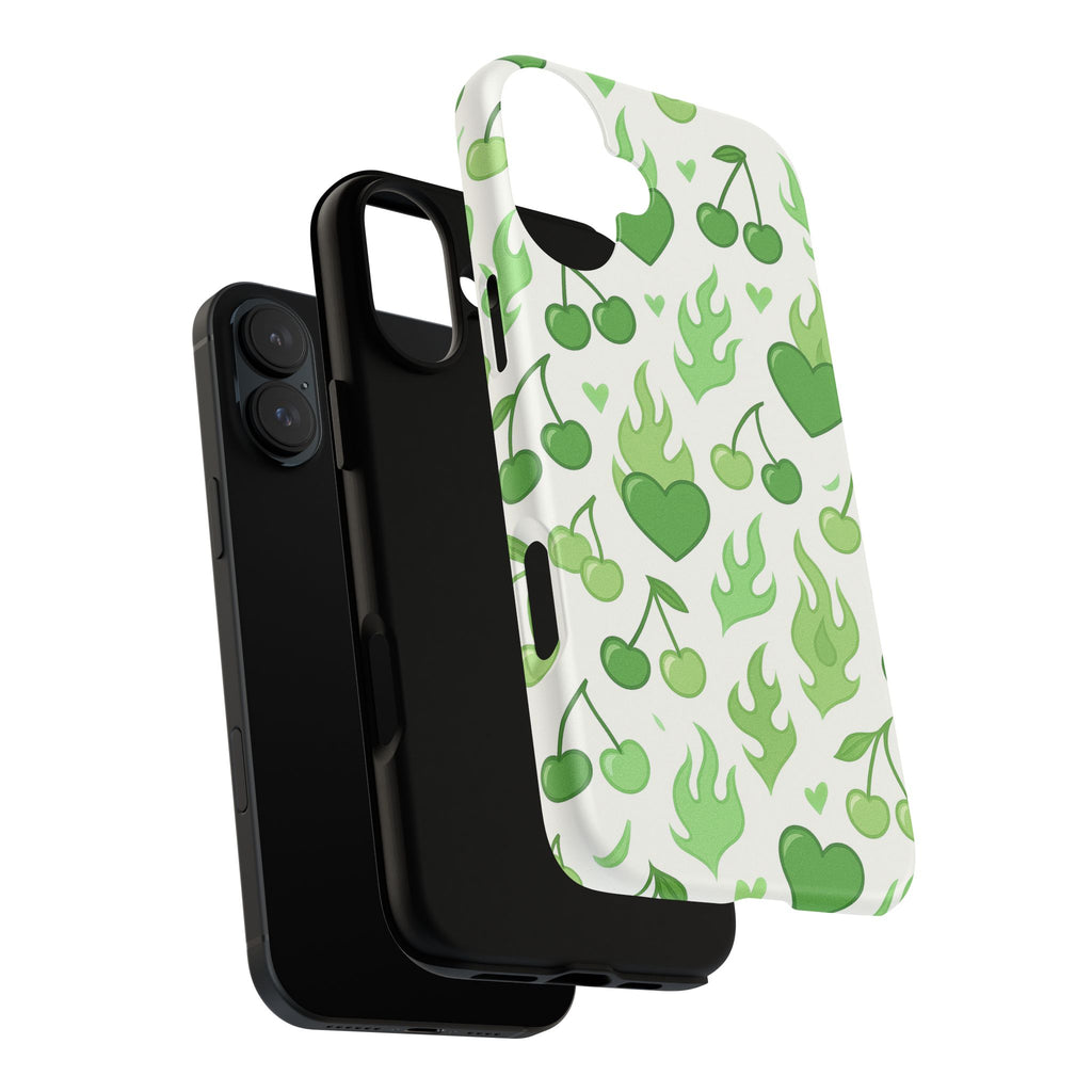 Green Flame Hearts Phone Case