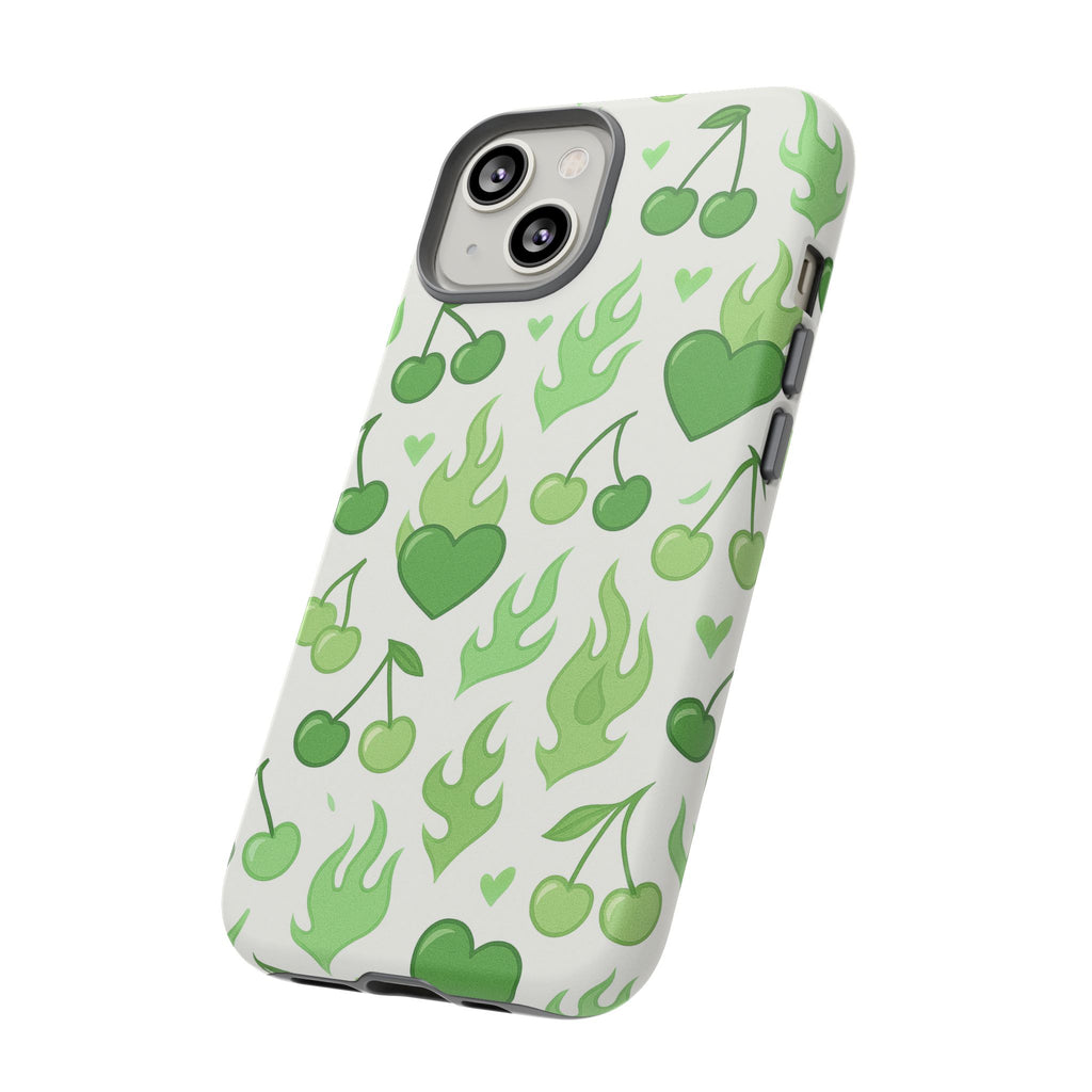 Green Flame Hearts Phone Case