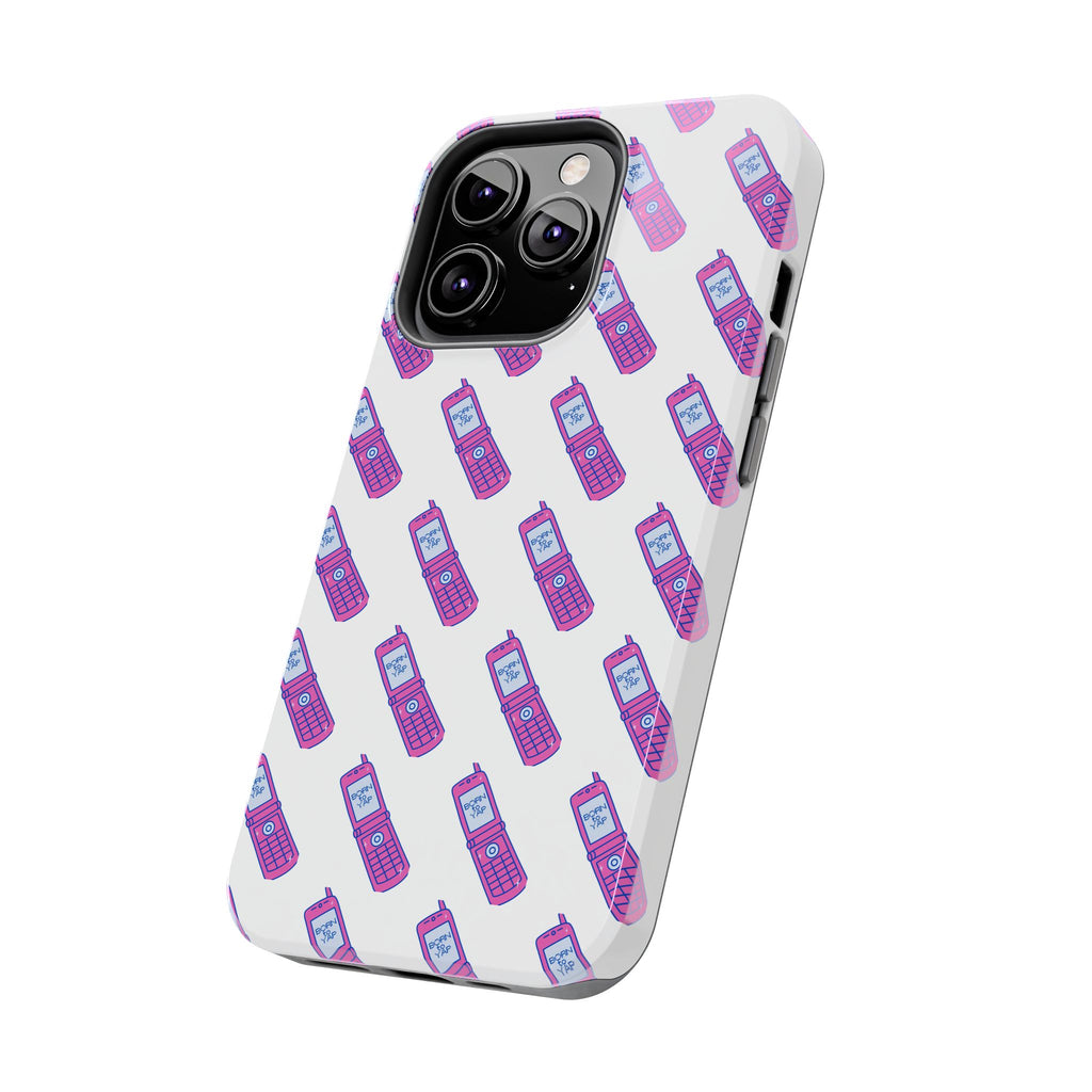 Retro Purple Born to Yap Flip Phone Phone Case | 90s Pattern, Cute Tech Design