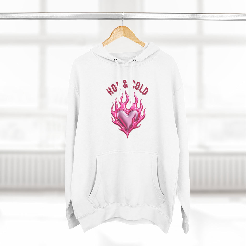 Hot & Cold Pink Flame Hoodie — Graphic Fleece Pullover
