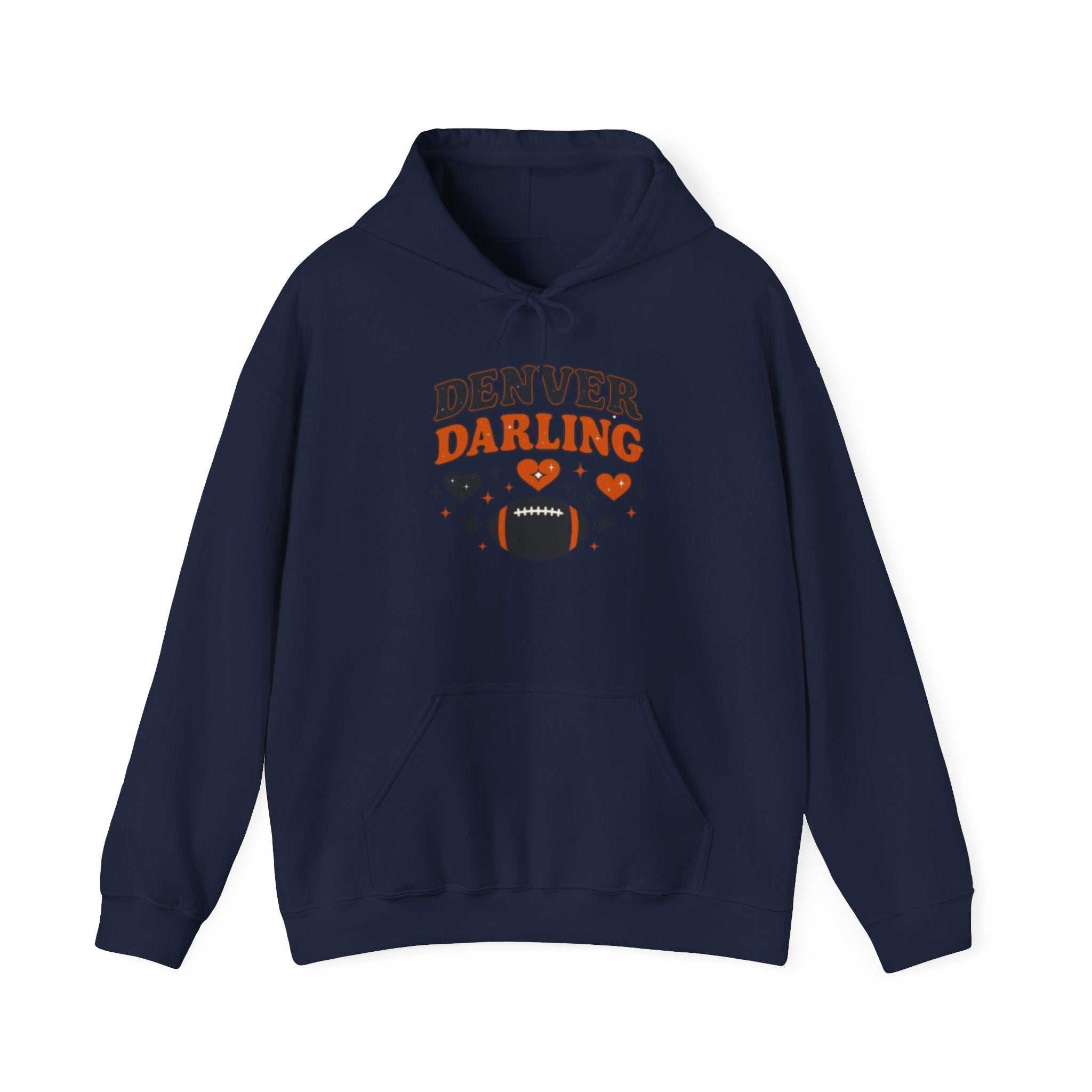 Denver Darling Hoodie — Cute Football Fan Pullover with Hearts