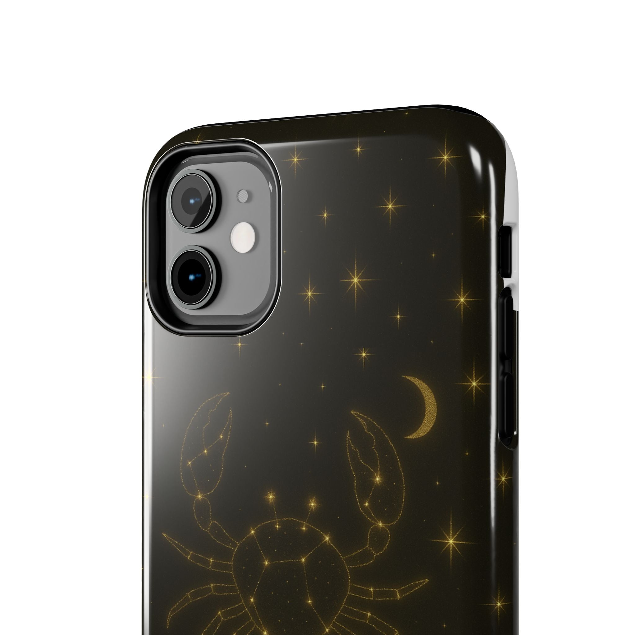 Cancer Zodiac Tough Phone Case — Gold Constellation Crab with Crescent Moon