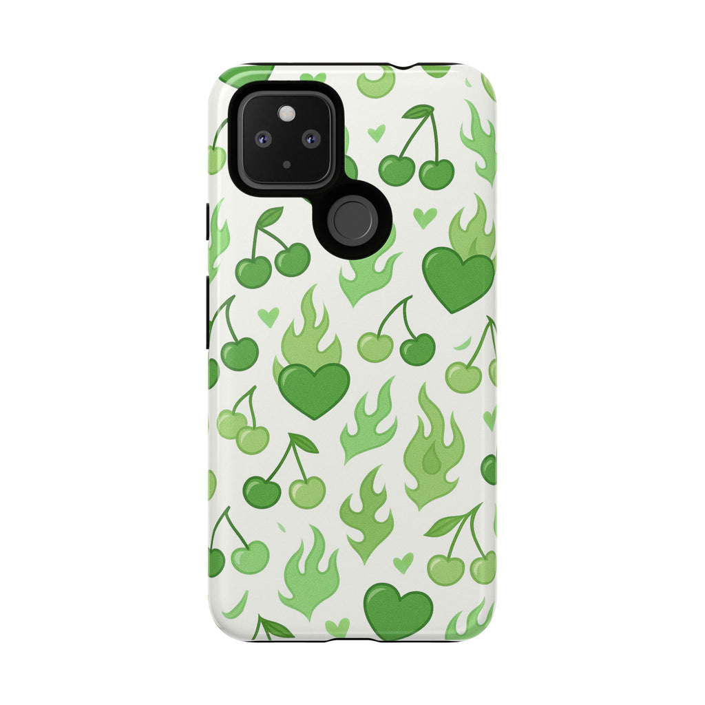 Green Flame Hearts Phone Case