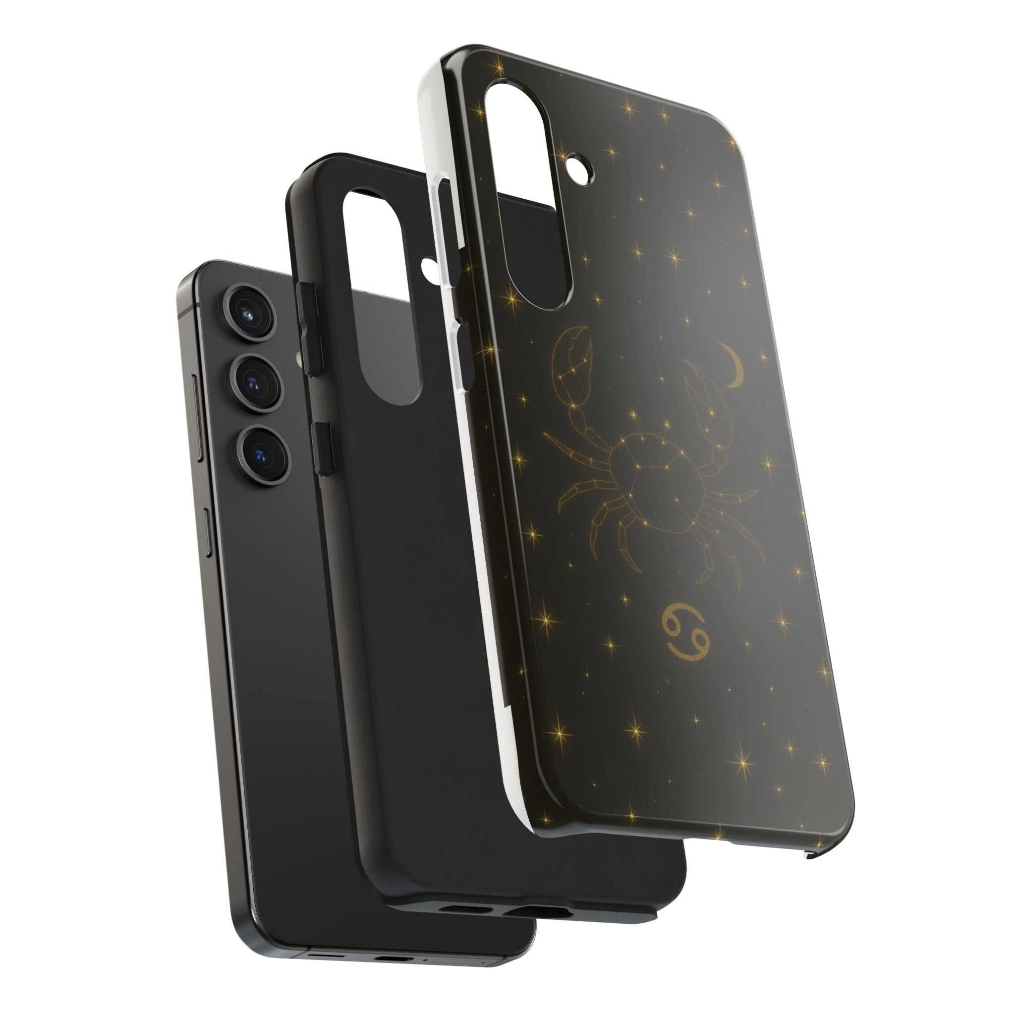 Cancer Zodiac Tough Phone Case — Gold Constellation Crab with Crescent Moon