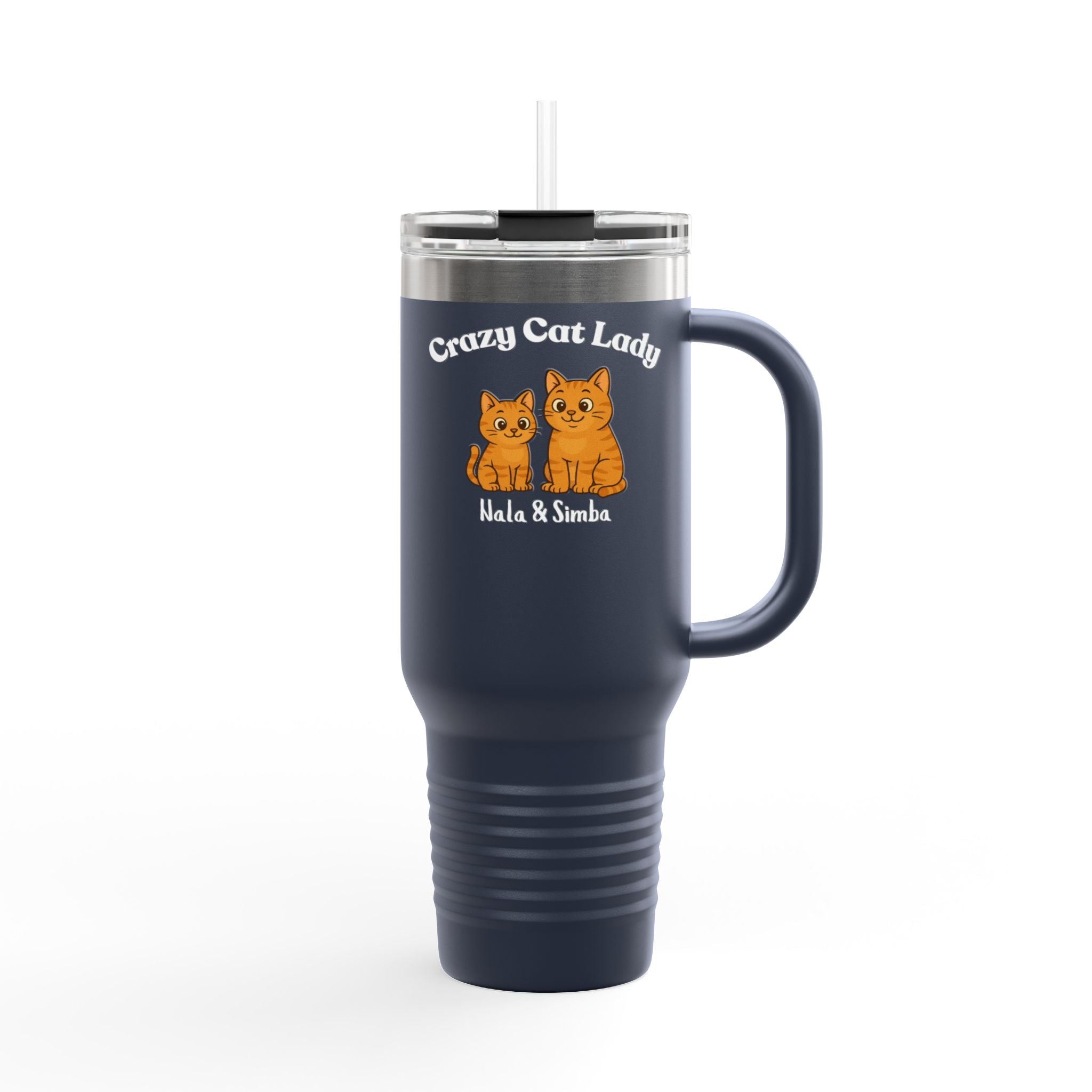 40oz Insulated Travel Mug — “Crazy Cat Lady” Personalized Pet Design