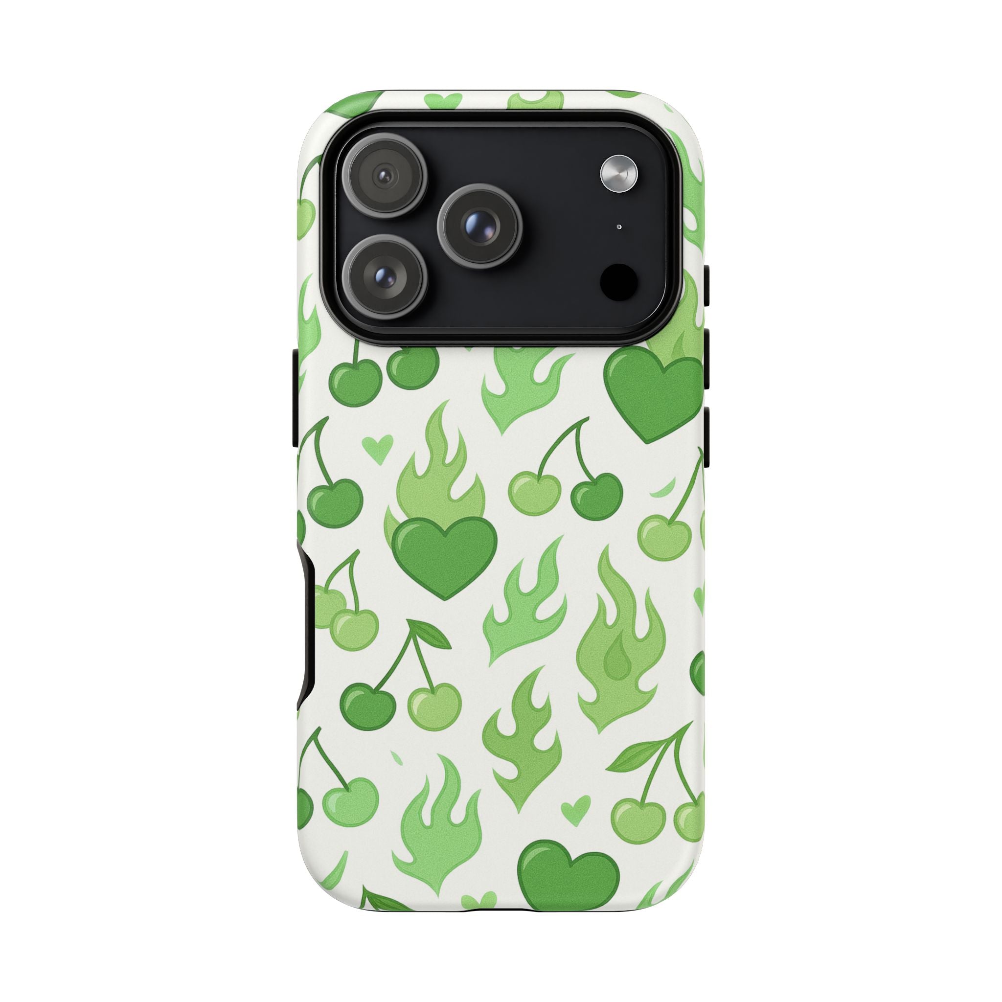 Green Flame Hearts Phone Case