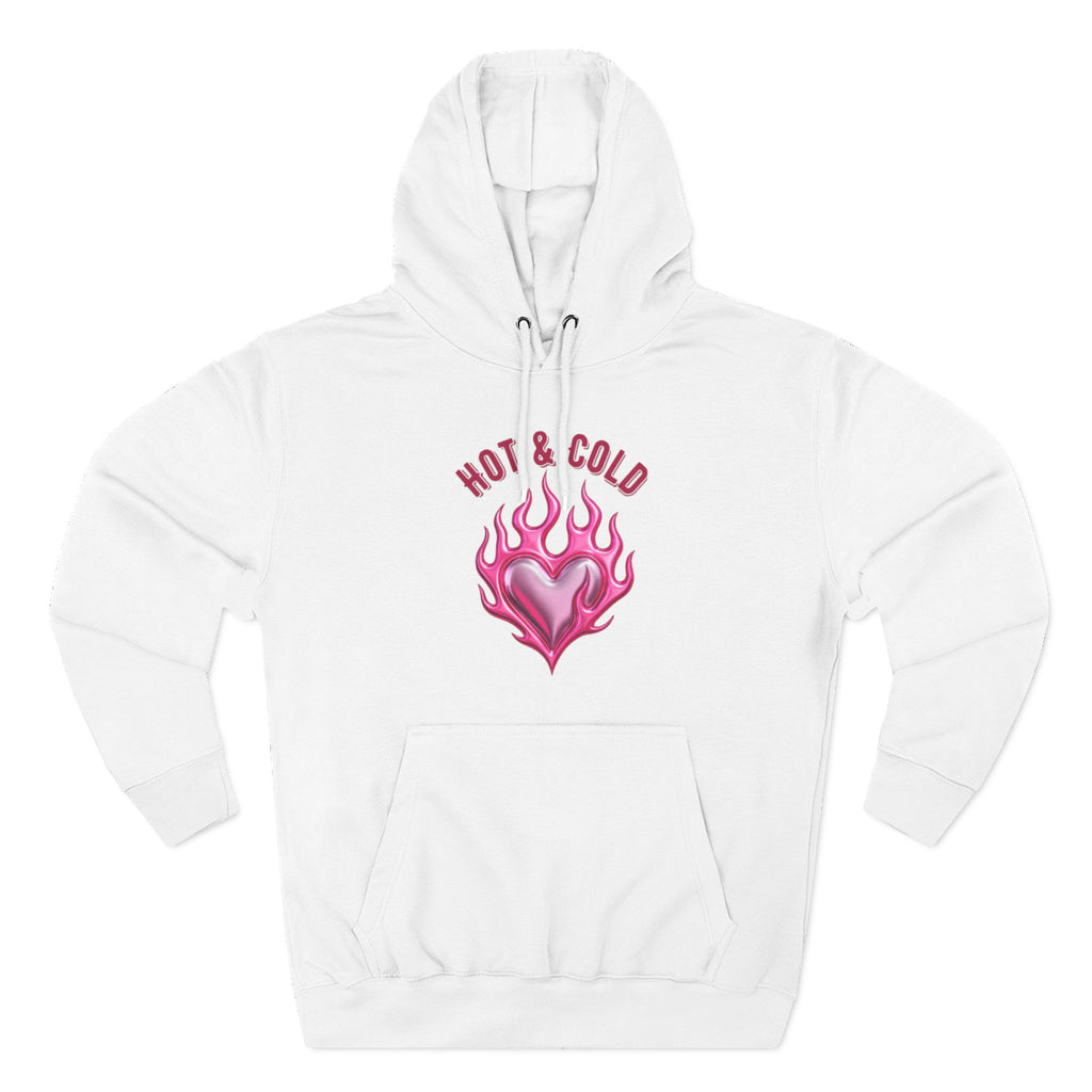 Hot & Cold Pink Flame Hoodie — Graphic Fleece Pullover