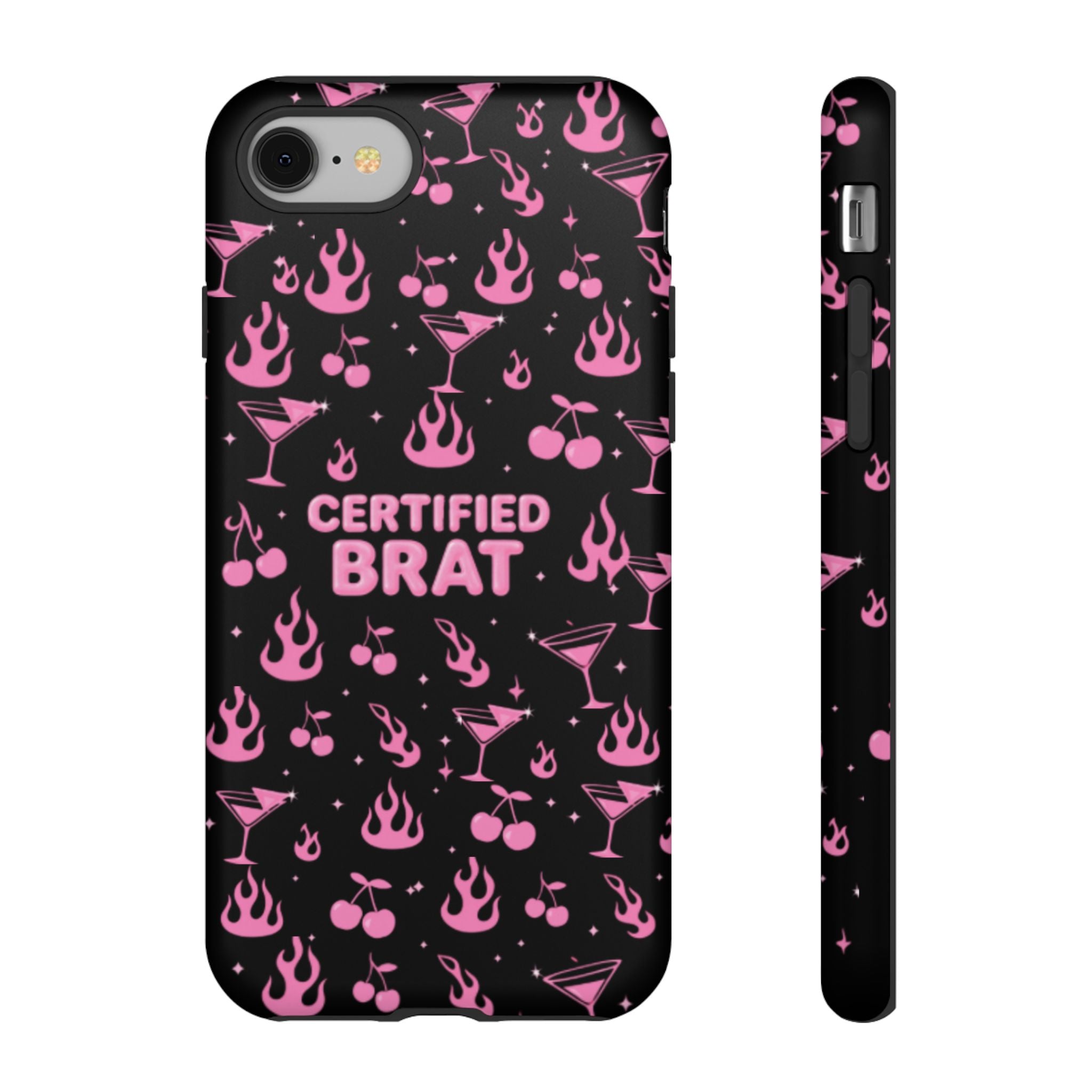 Black Certified Brat Pink Pattern Phone Case