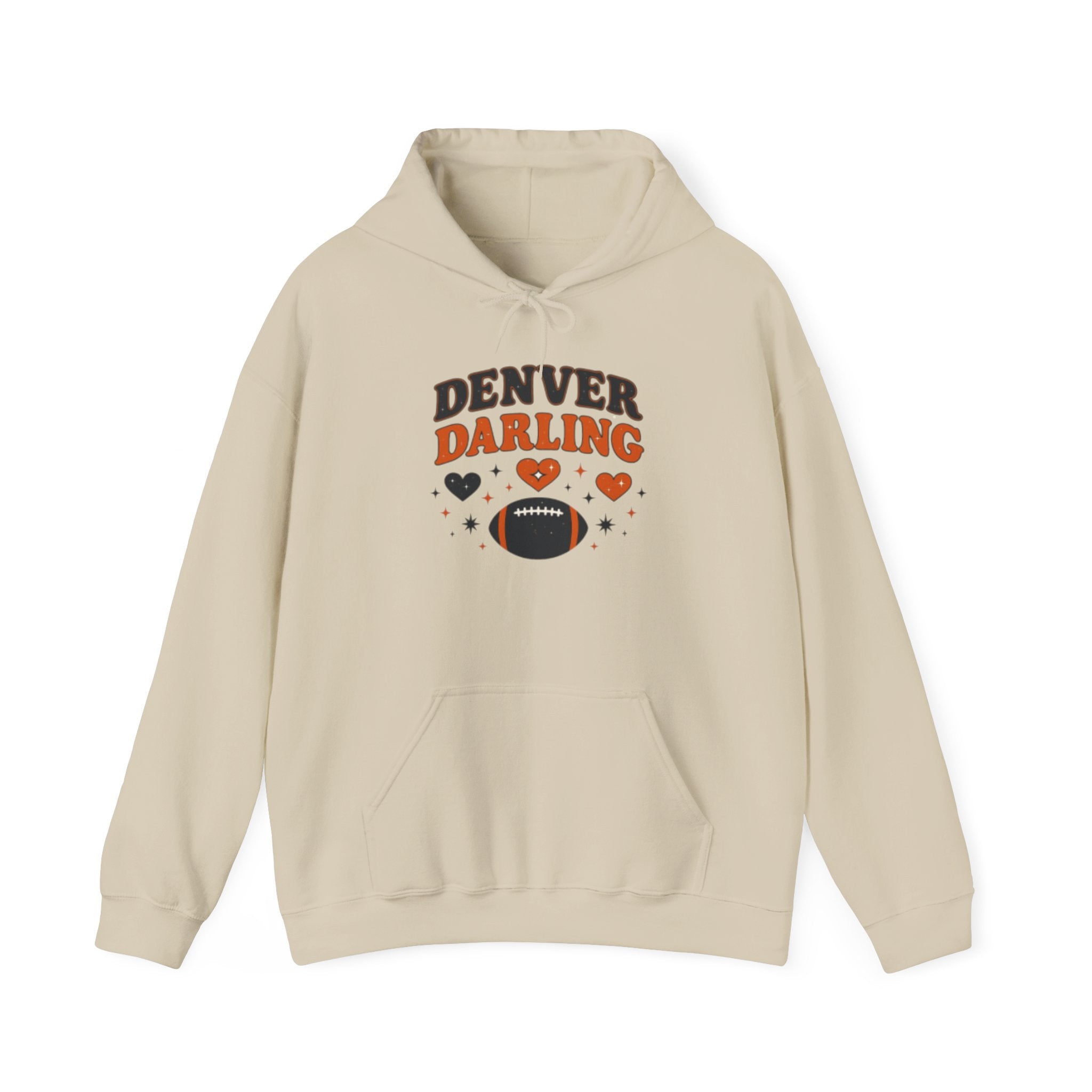 Denver Darling Hoodie — Cute Football Fan Pullover with Hearts