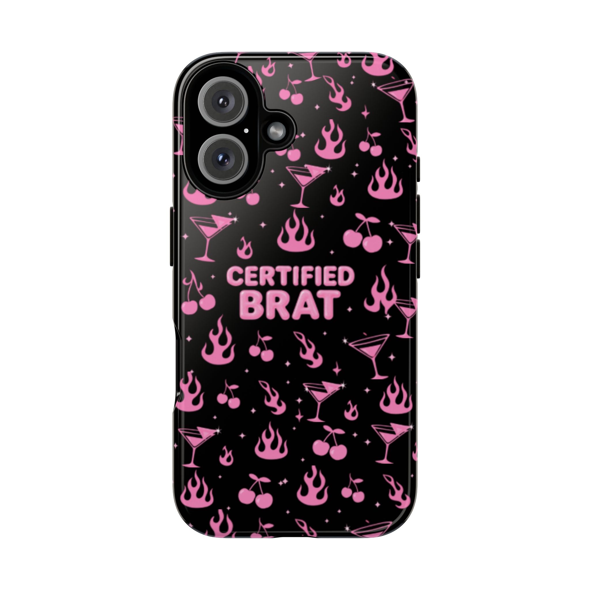 Black Certified Brat Pink Pattern Phone Case