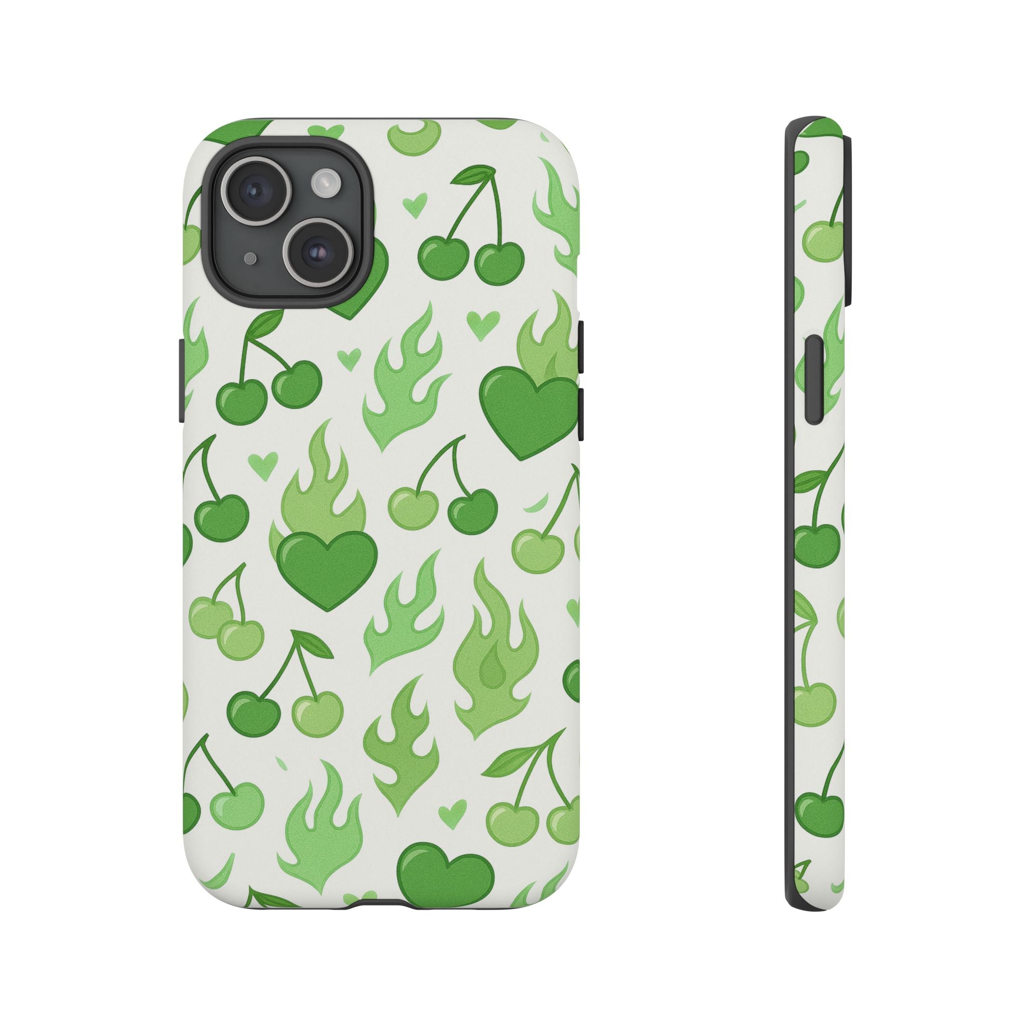Green Flame Hearts Phone Case