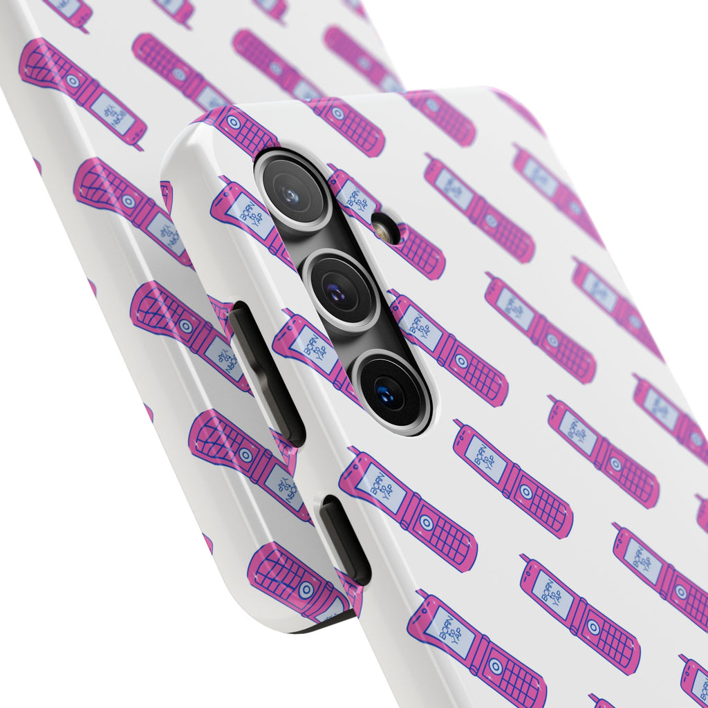 Retro Purple Born to Yap Flip Phone Phone Case | 90s Pattern, Cute Tech Design