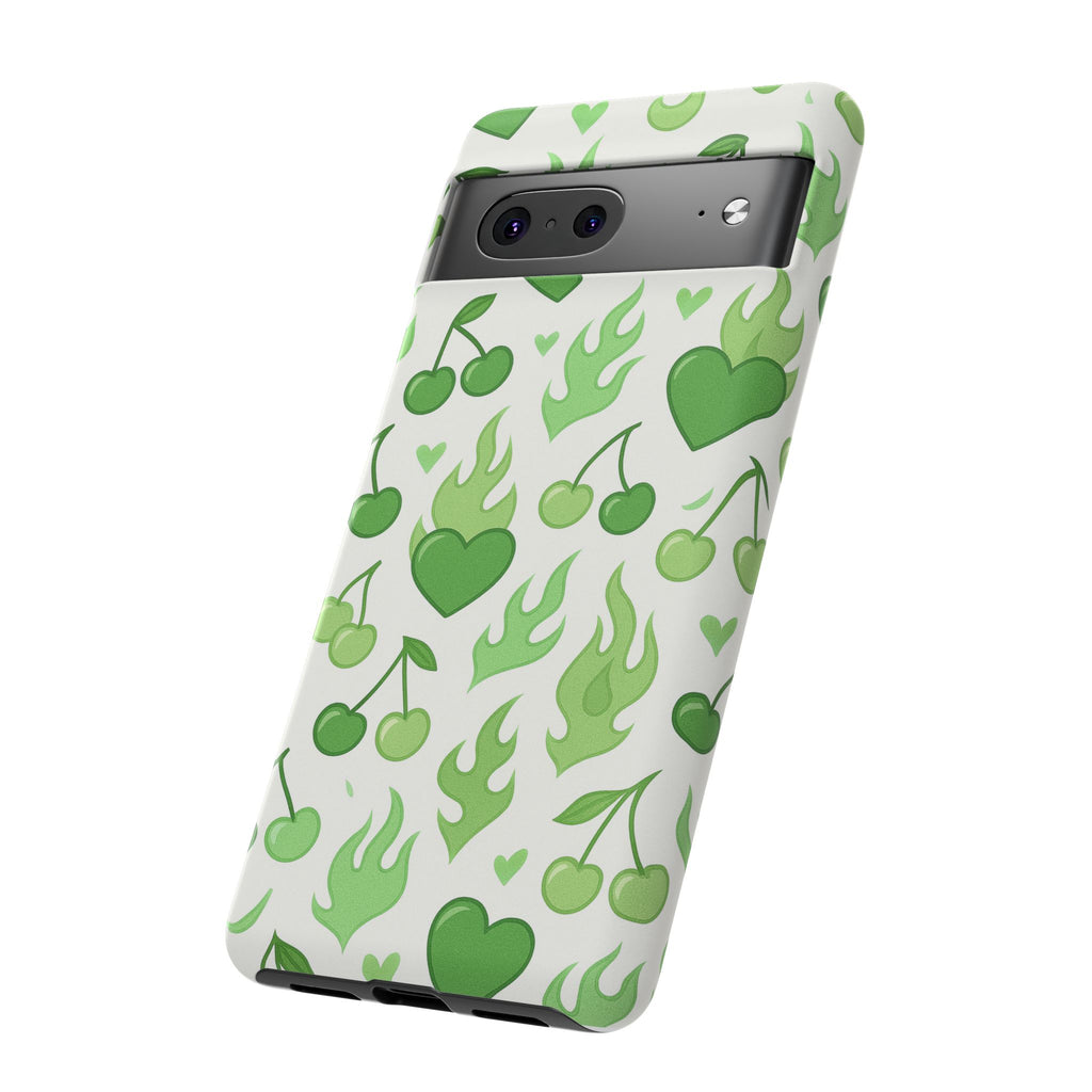 Green Flame Hearts Phone Case