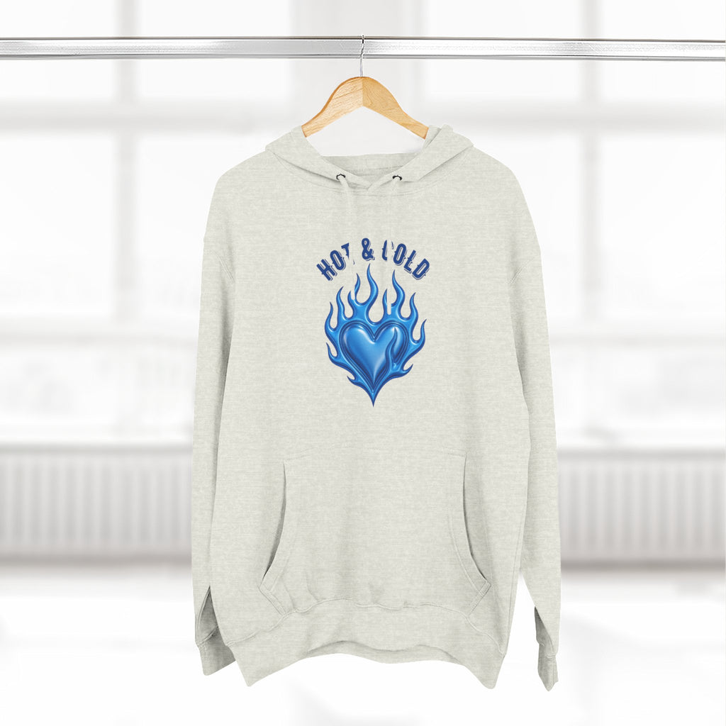 Hot & Cold Blue Flame Hoodie — Graphic Fleece Pullover