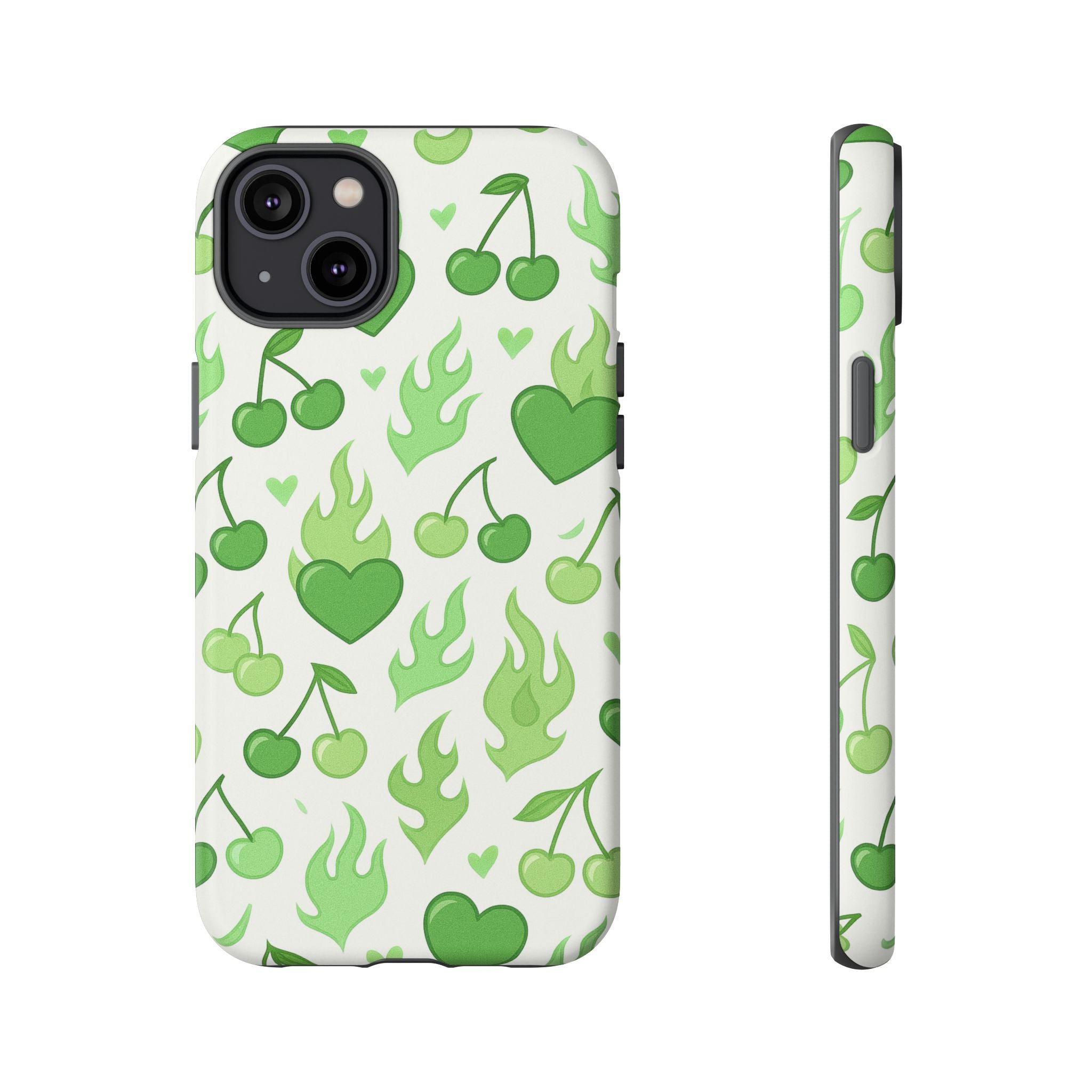 Green Flame Hearts Phone Case