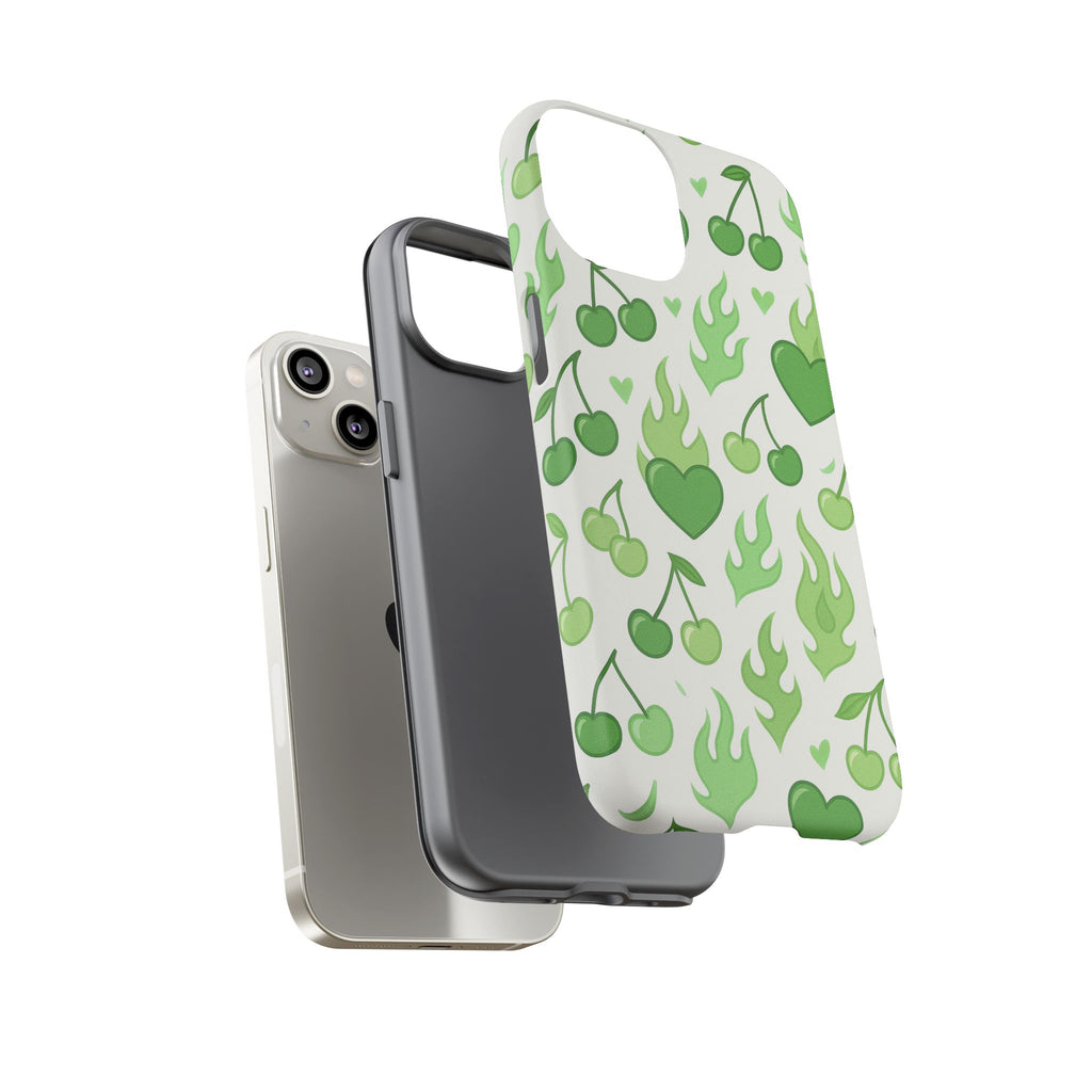 Green Flame Hearts Phone Case