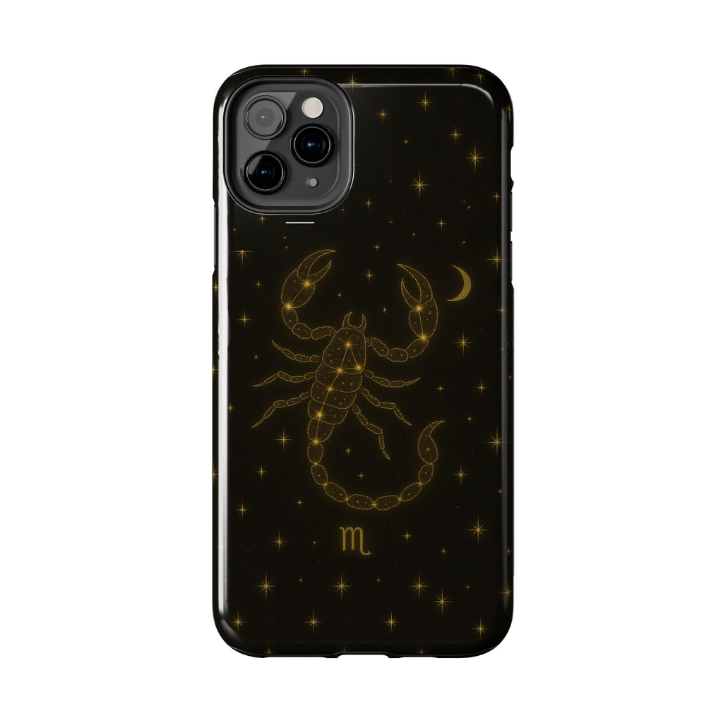 Scorpio Constellation Tough Phone Case — Black & Gold Zodiac Protection