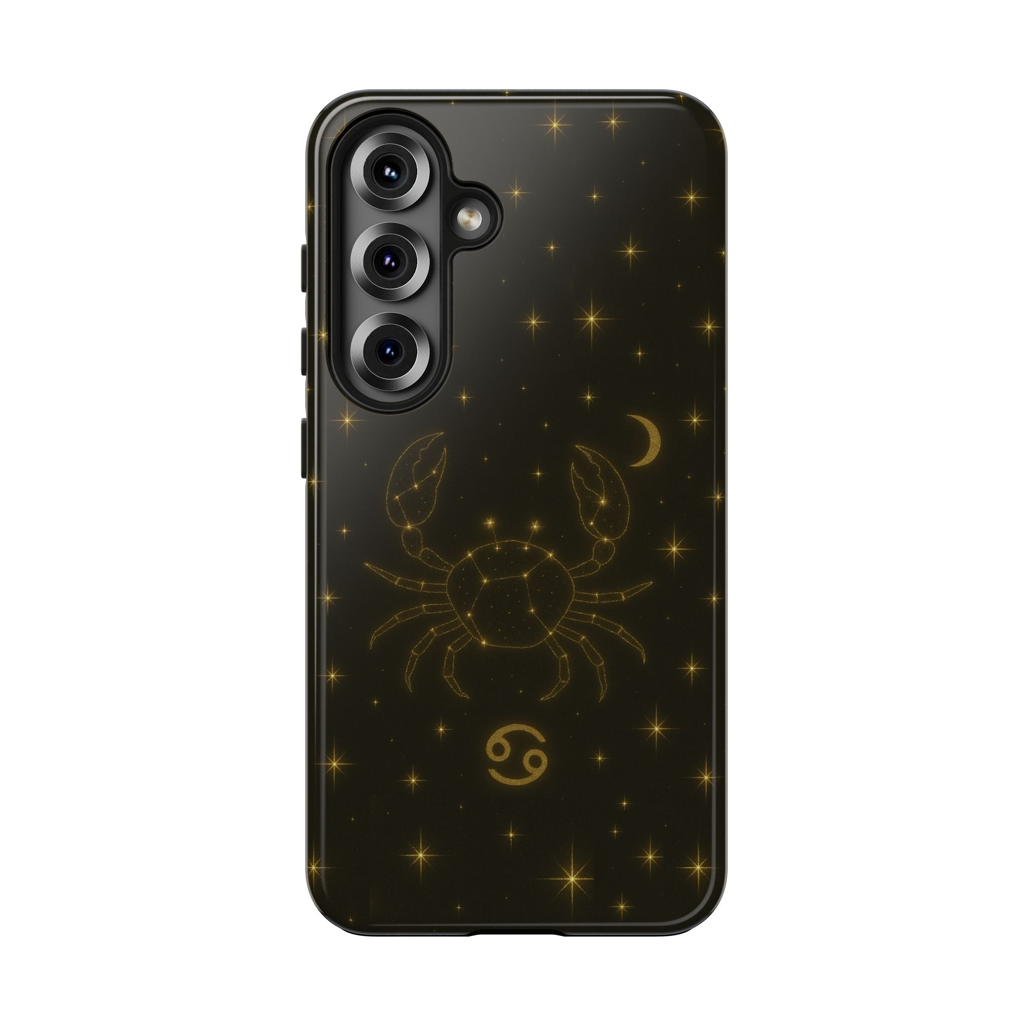 Cancer Zodiac Tough Phone Case — Gold Constellation Crab with Crescent Moon