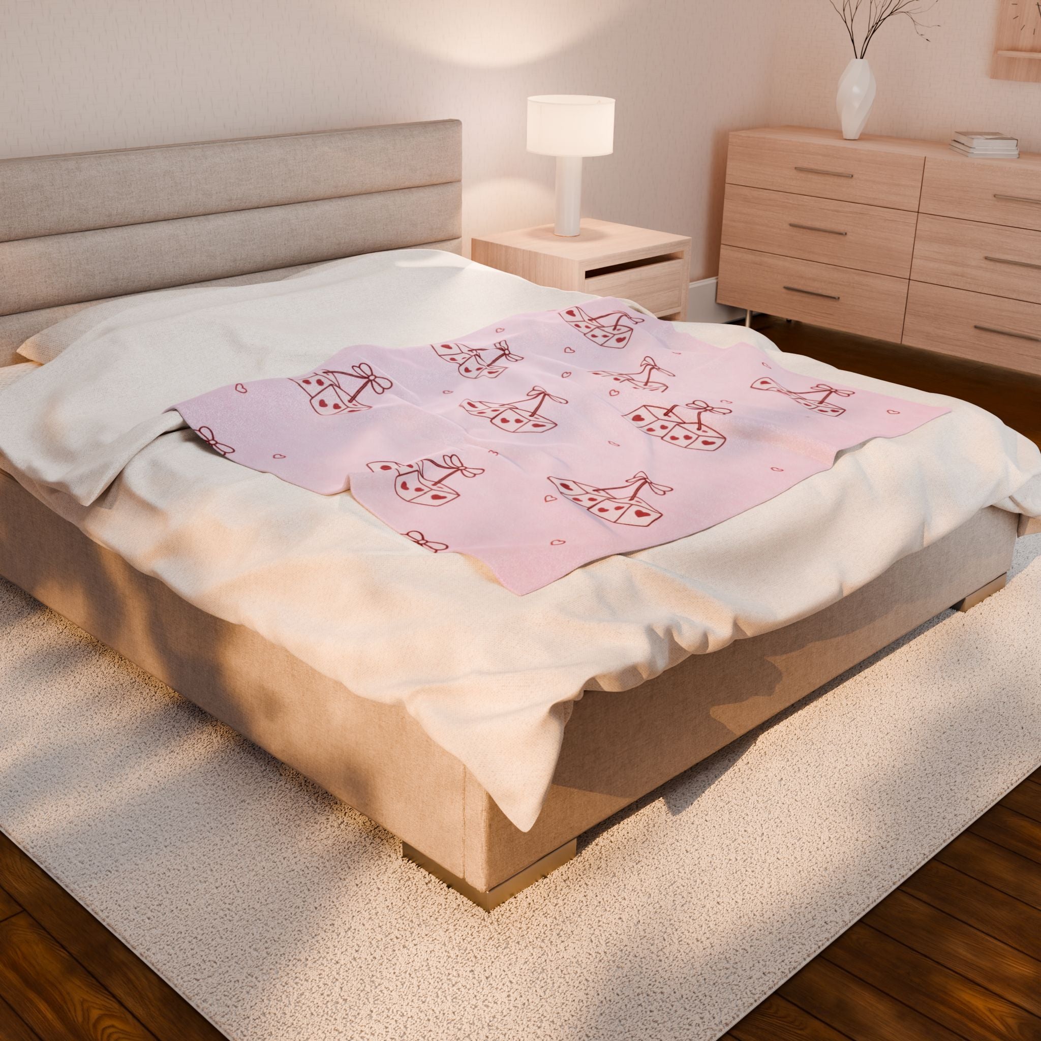 Heart Cherry Dice Plush Blanket