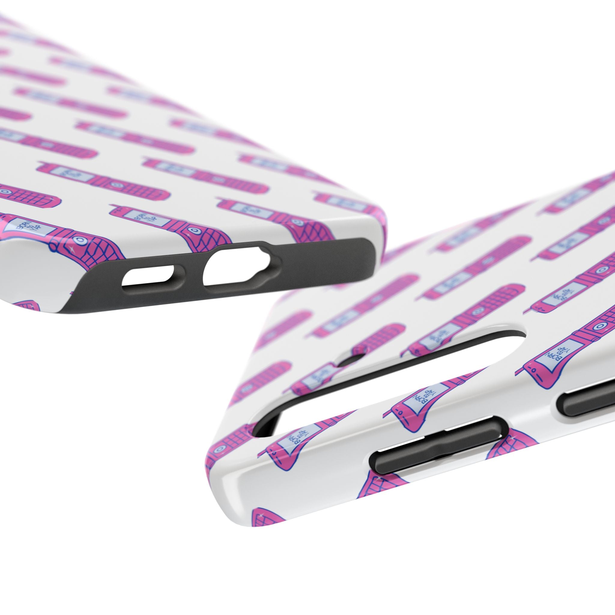 Retro Purple Born to Yap Flip Phone Phone Case | 90s Pattern, Cute Tech Design