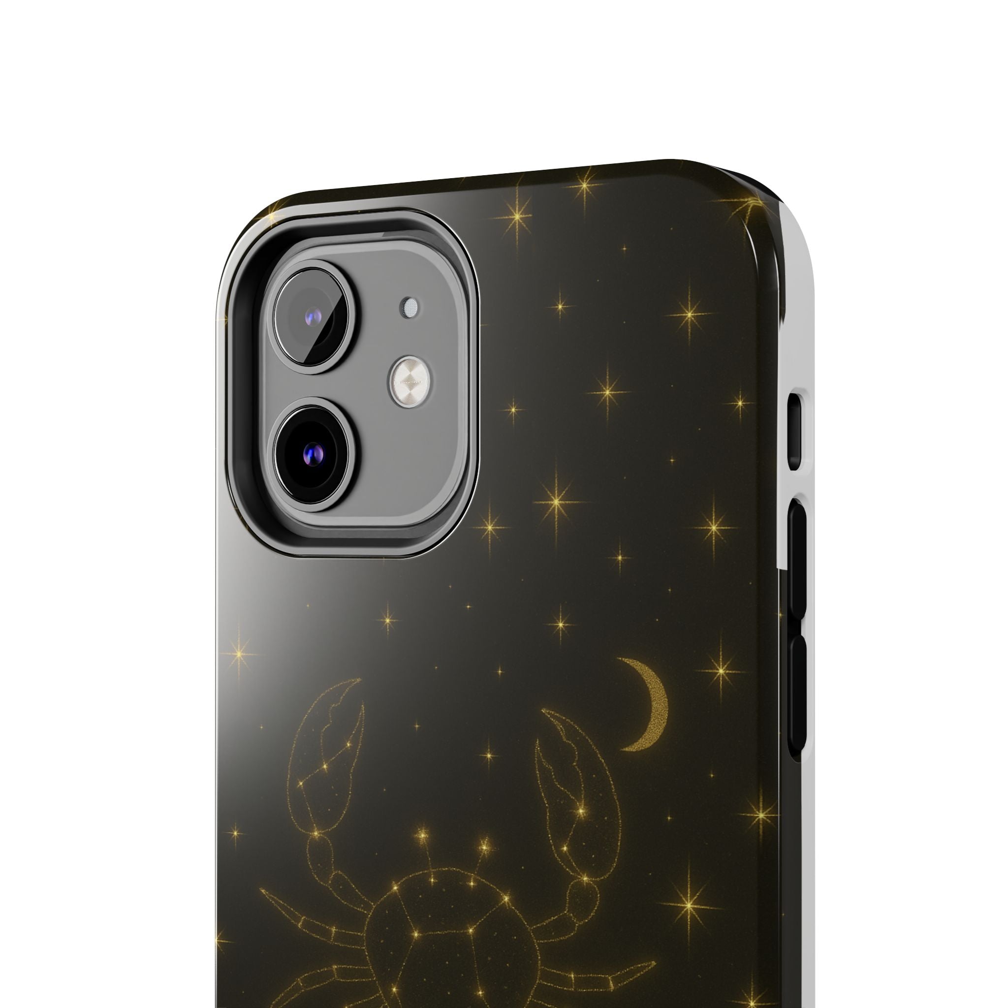 Cancer Zodiac Tough Phone Case — Gold Constellation Crab with Crescent Moon