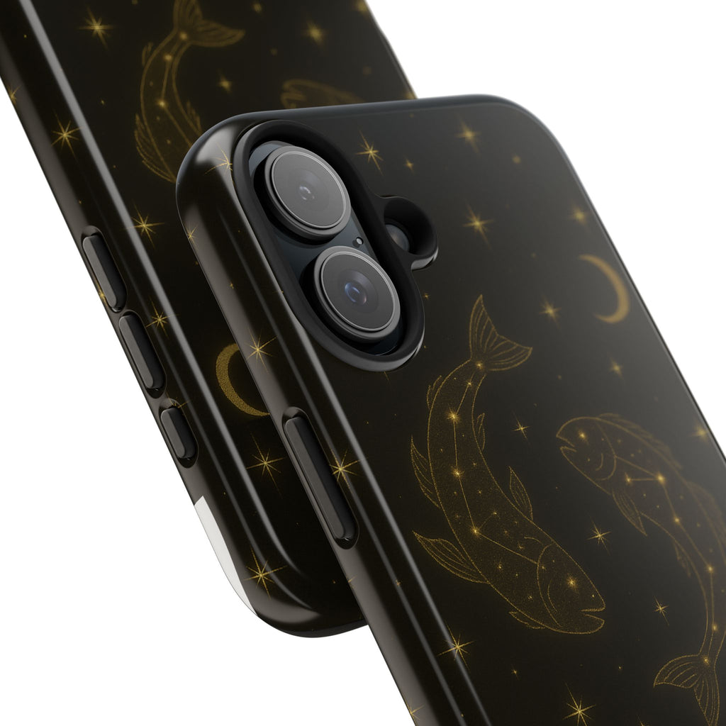 Pisces Zodiac Tough Phone Case — Gold Koi Constellation Design