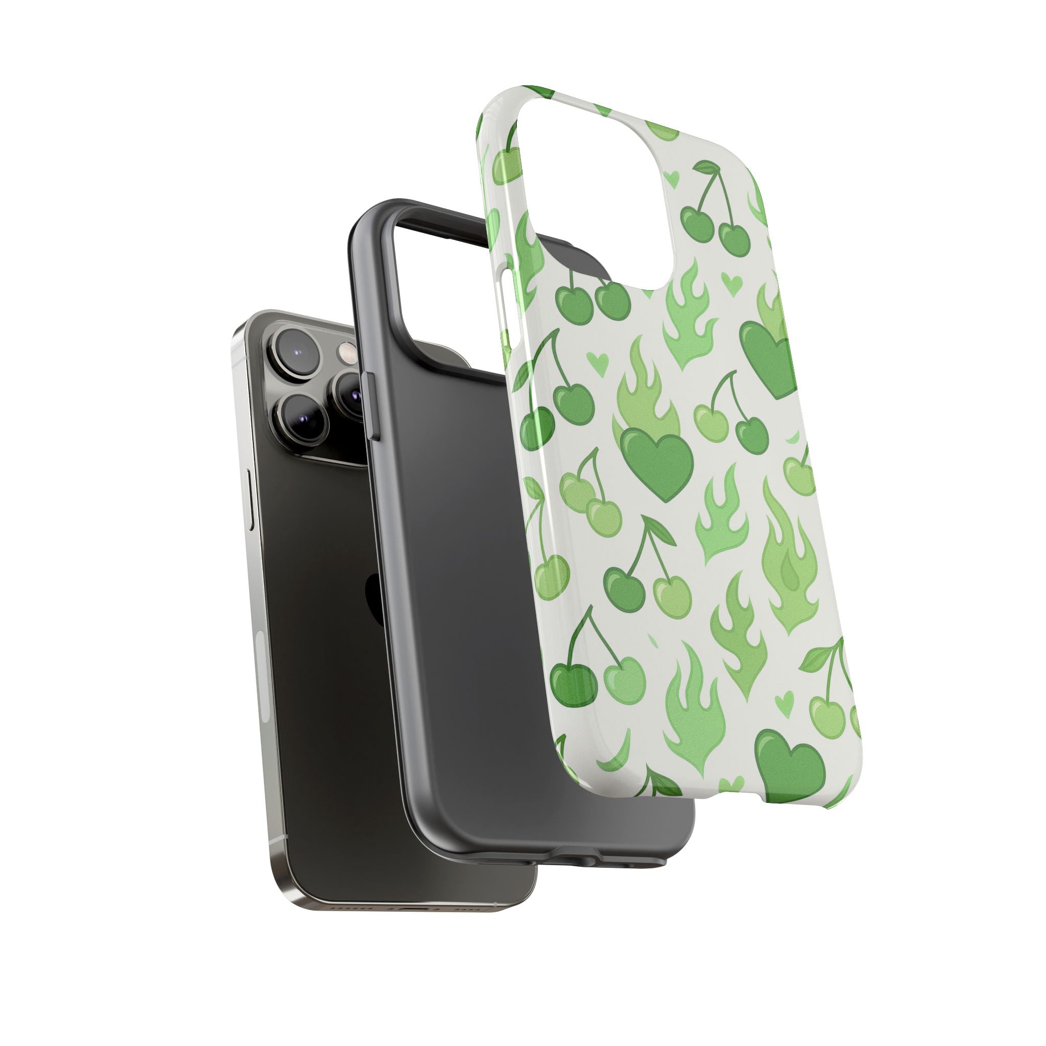 Green Flame Hearts Phone Case