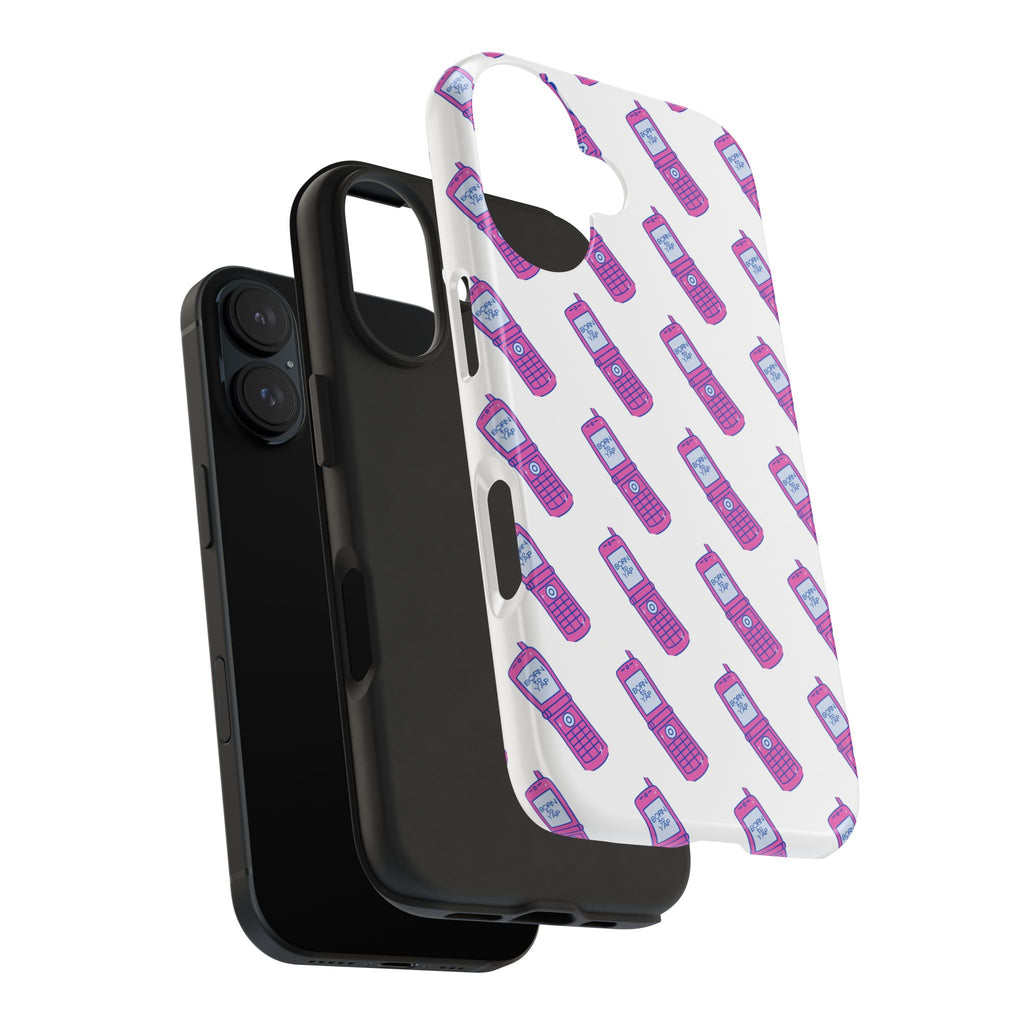 Retro Purple Born to Yap Flip Phone Phone Case | 90s Pattern, Cute Tech Design