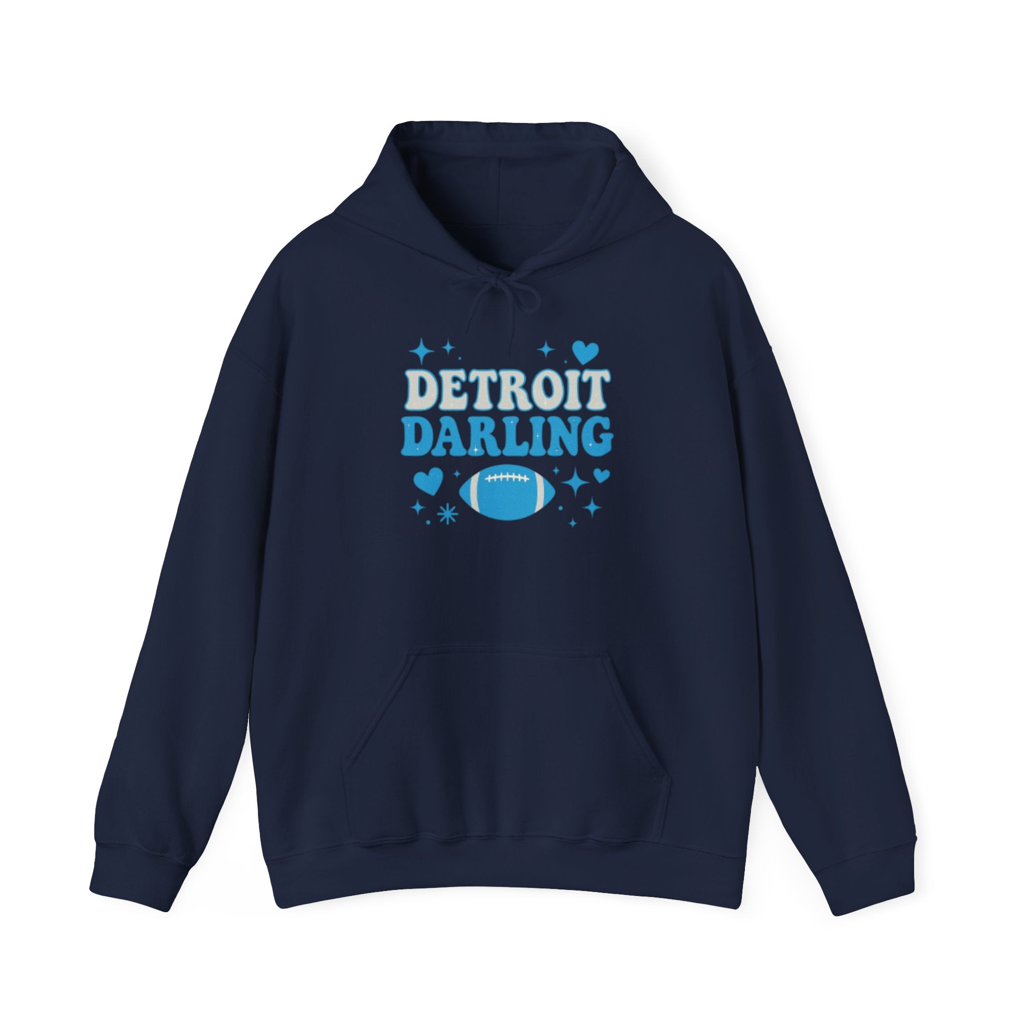 Detroit Darling Hoodie — Cute Blue Football Girlie Fan Pullover