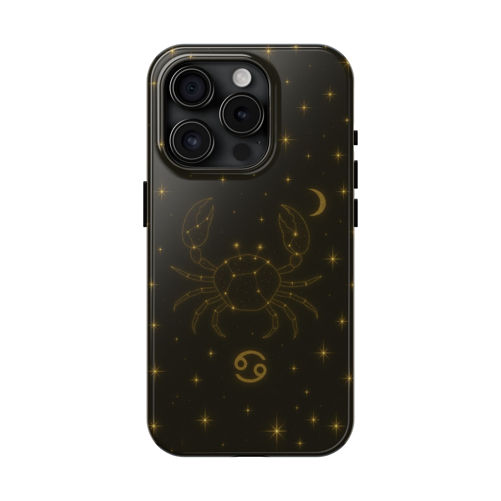 Cancer Zodiac Tough Phone Case — Gold Constellation Crab with Crescent Moon