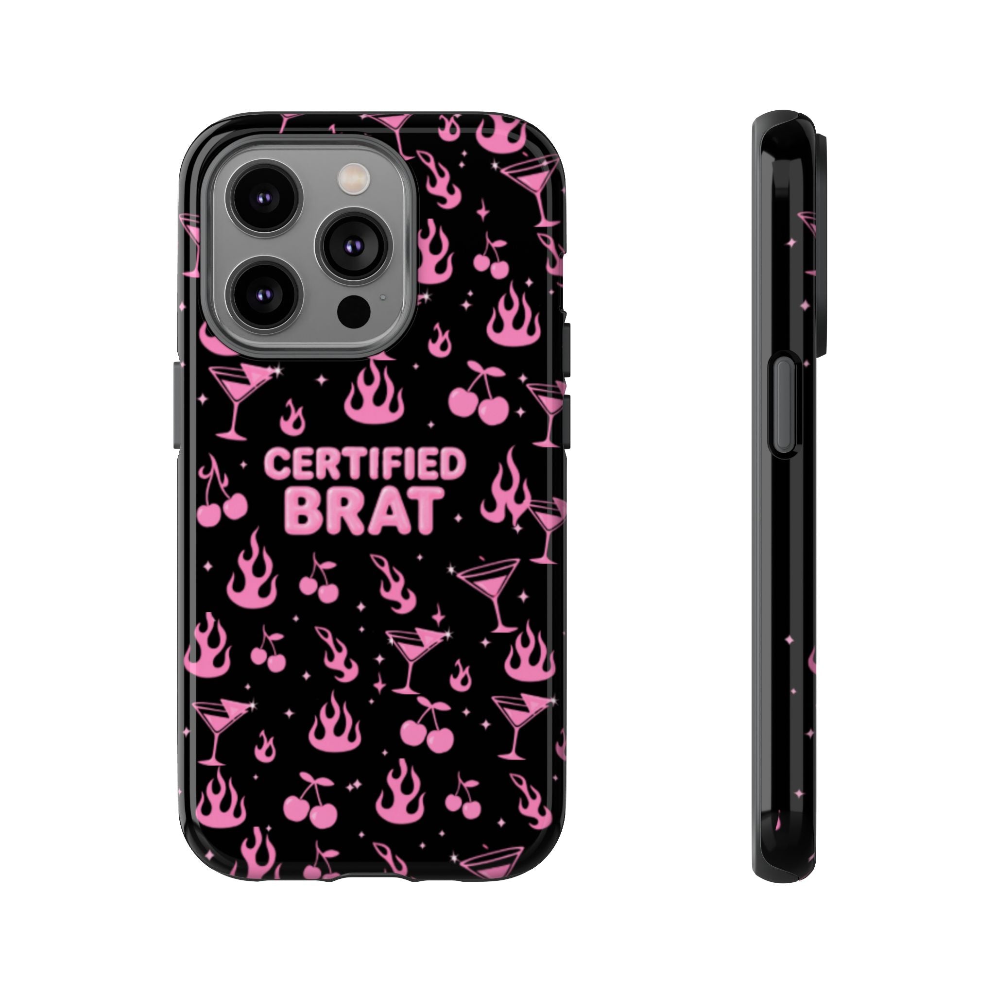 Black Certified Brat Pink Pattern Phone Case