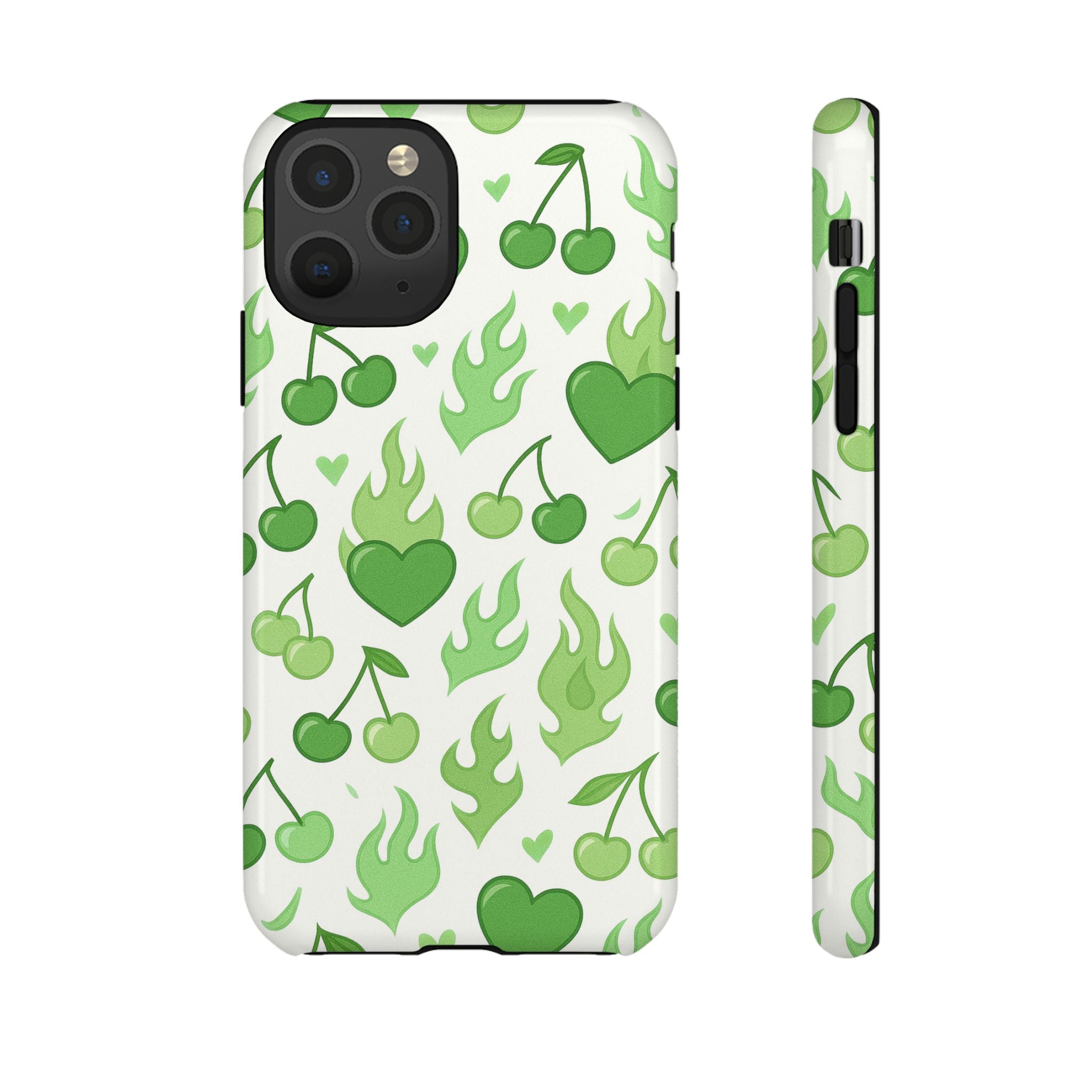 Green Flame Hearts Phone Case