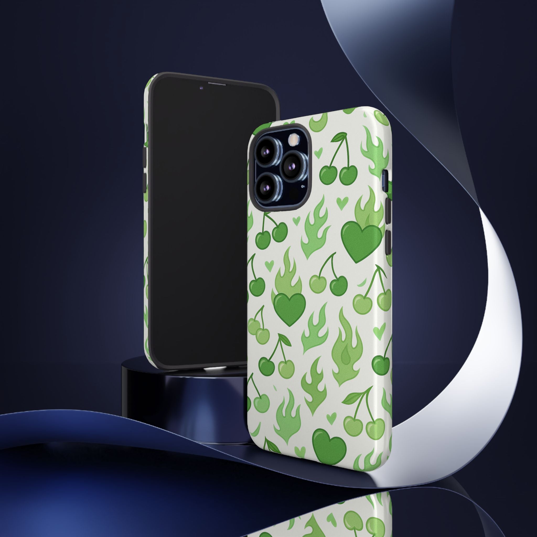 Green Flame Hearts Phone Case