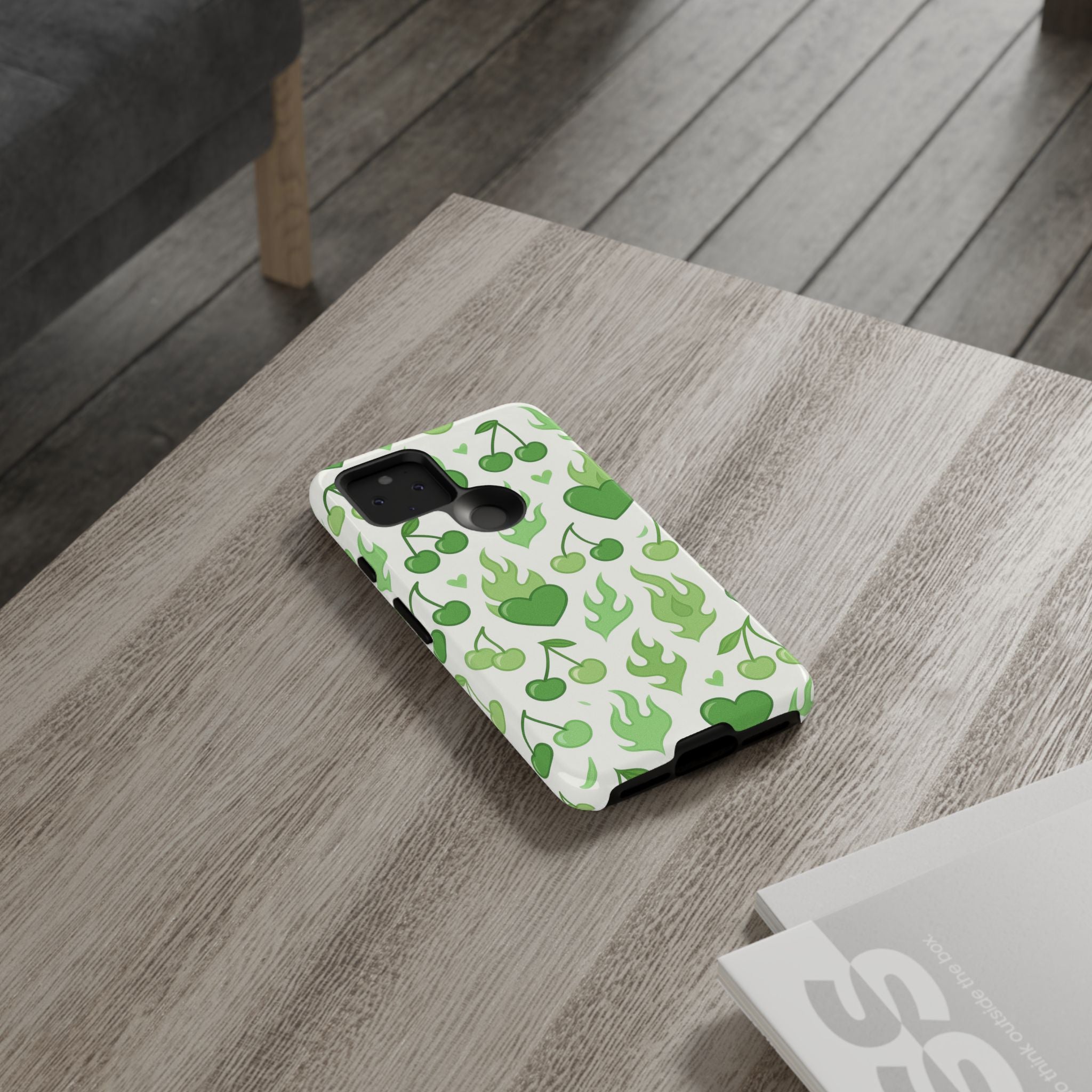 Green Flame Hearts Phone Case