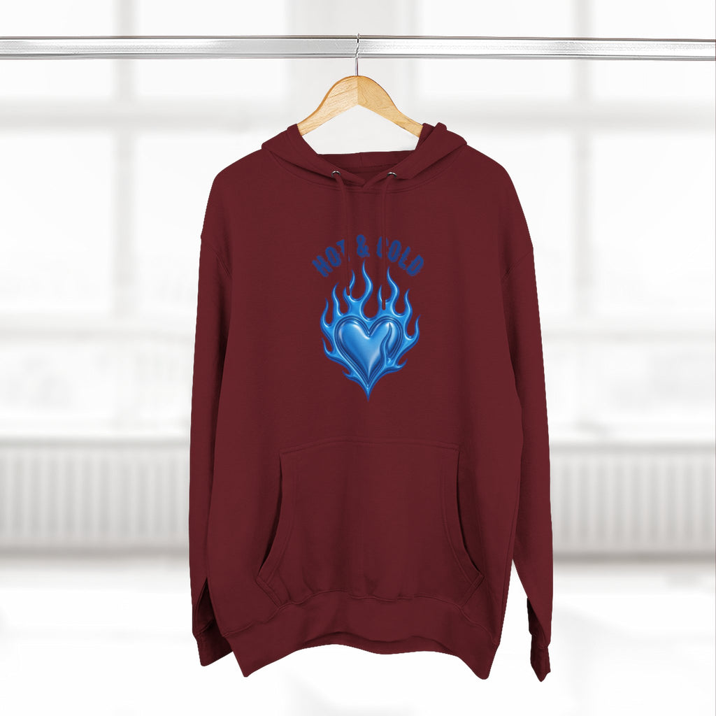 Hot & Cold Blue Flame Hoodie — Graphic Fleece Pullover