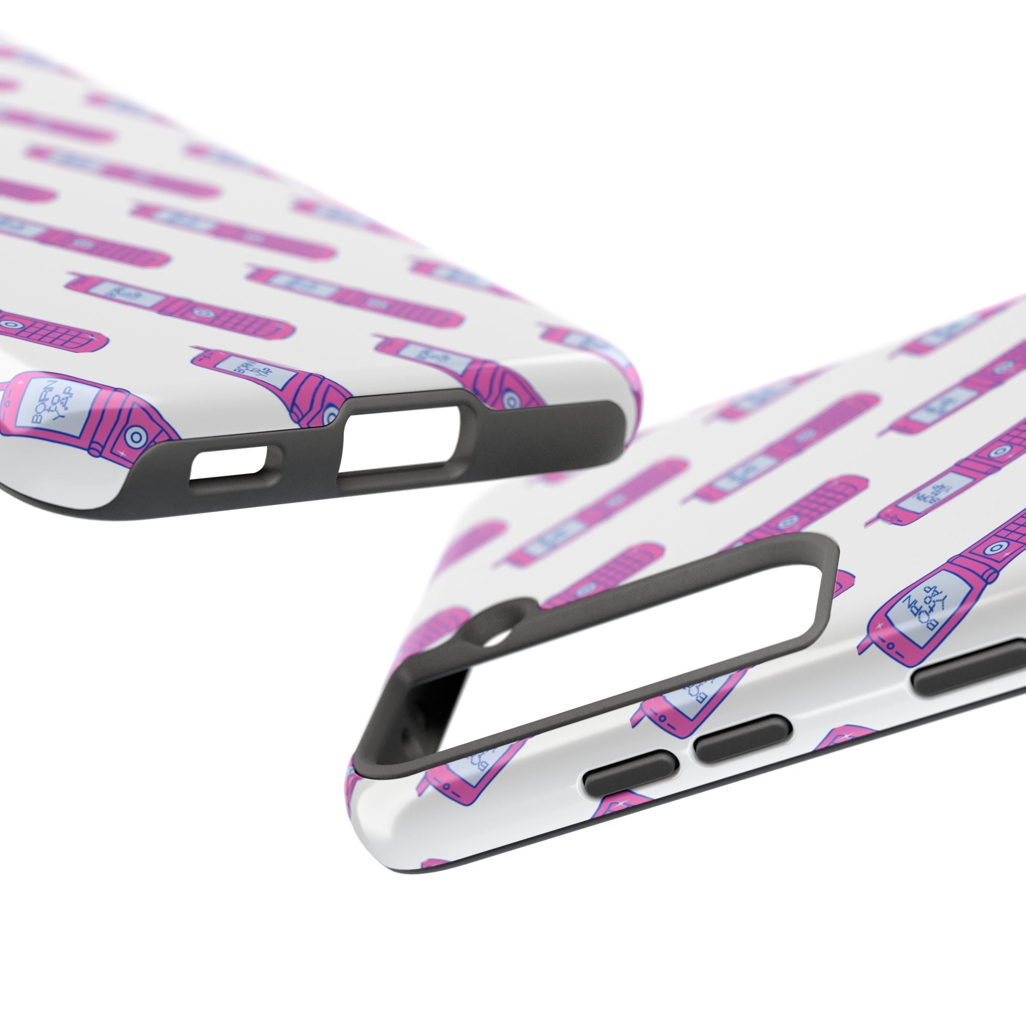 Retro Purple Born to Yap Flip Phone Phone Case | 90s Pattern, Cute Tech Design