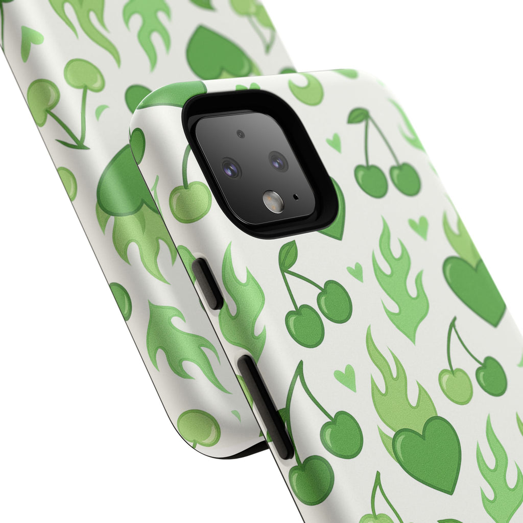 Green Flame Hearts Phone Case
