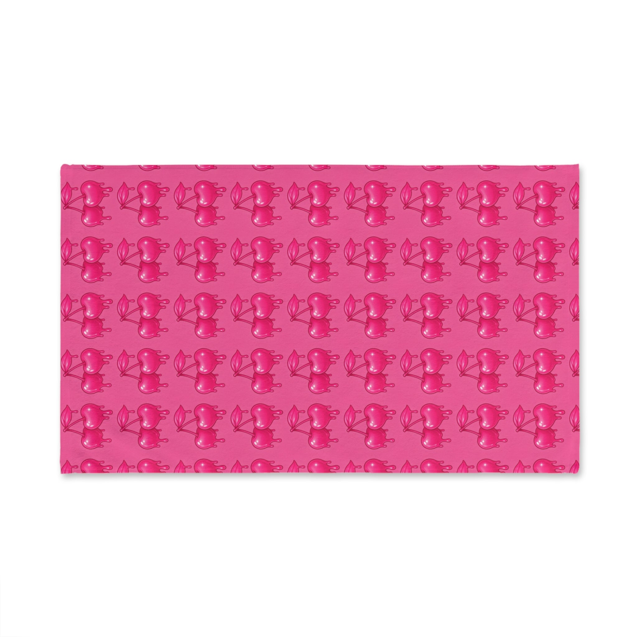 Pink Cherry Drip Pattern Hand Towel
